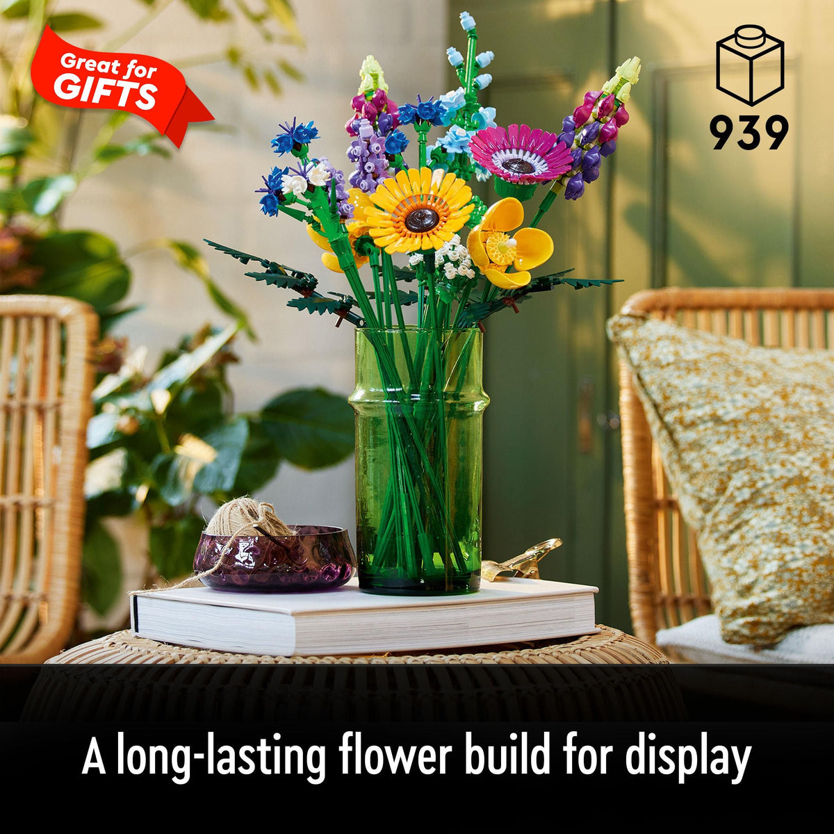 LEGO Icons Wildflower Bouquet Artificial Flowers Set - 939 Pieces, 18+