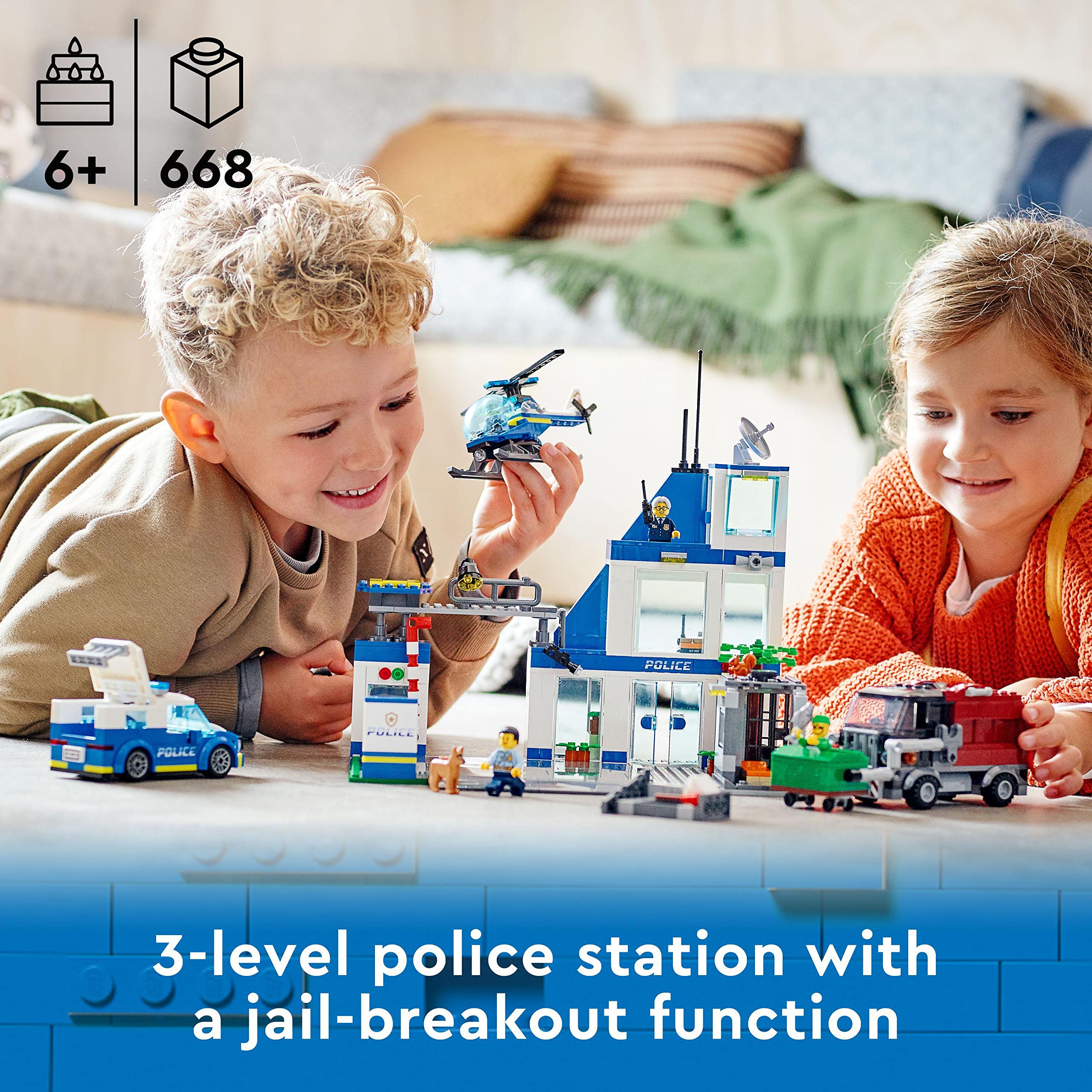 LEGO 60316 City Police Station Playset with Van, Helicopter & Garbage Truck - 668 Pieces 10
