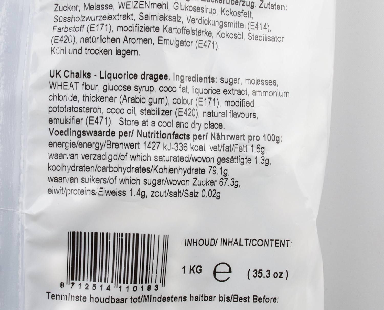 Van Vliet School Chalk Mint Liquorice 1kg - Dutch Soft Liquorice with Crunchy Coating 7