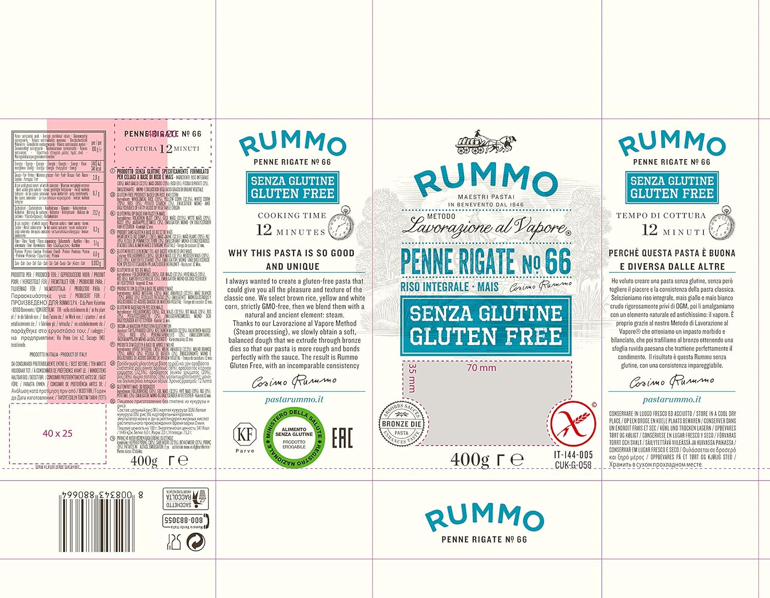 Rummo Gluten Free Penne No.66, 400g 6