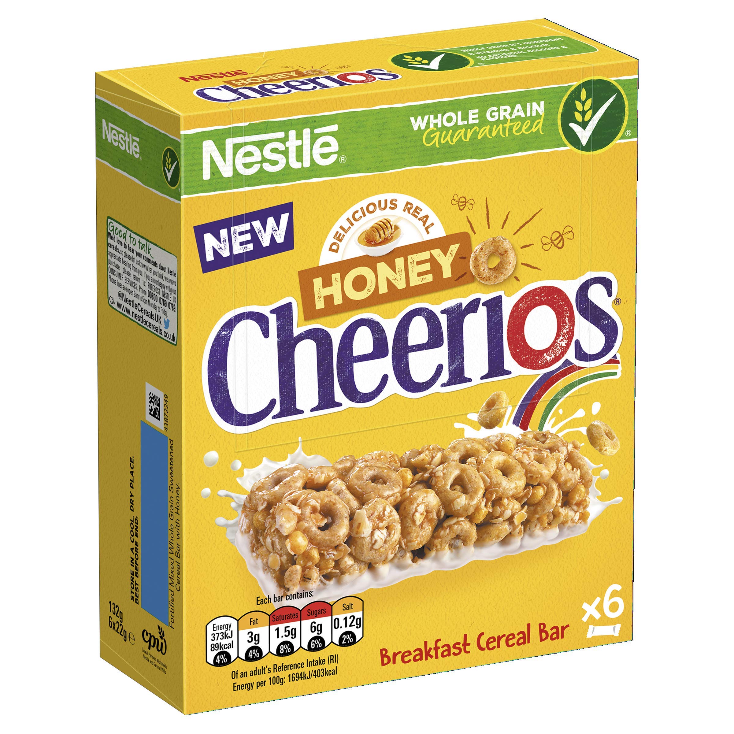 Nestlé Honey Cheerios Cereal Bars - Whole Grain & Honey Flavor | 6 x 22g Pack