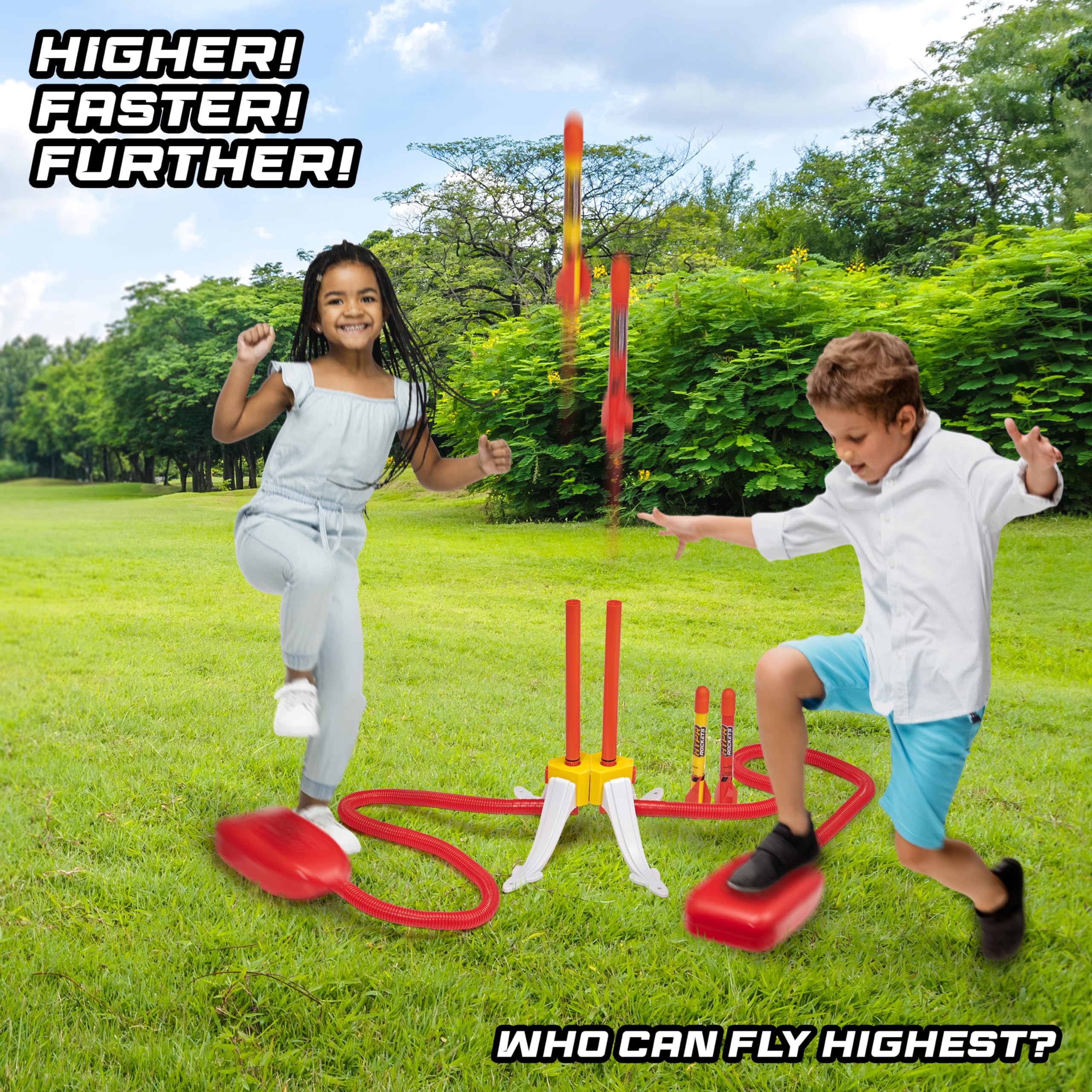 WOW! STUFF HYPR Duelling Battle Rocket - Outdoor Stomp Rocket Playset for Kids 5+ 9