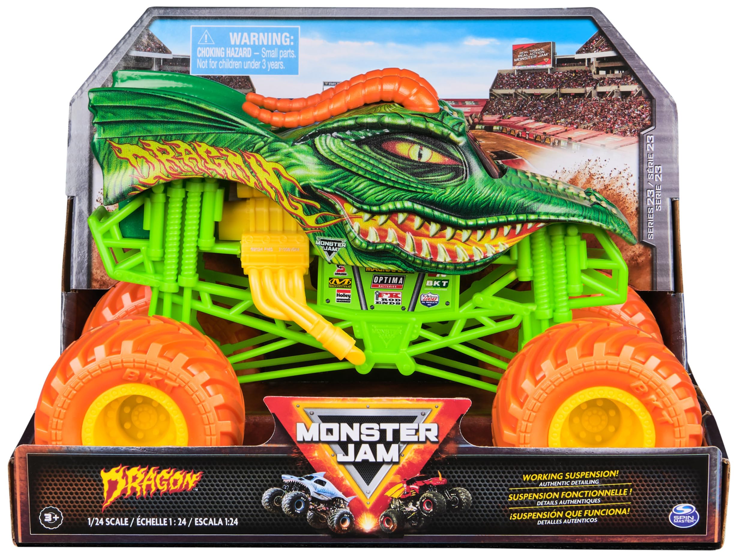 Monster Jam Official Dragon Monster Truck Die-Cast Vehicle | 1:24 Scale | Working Suspension
