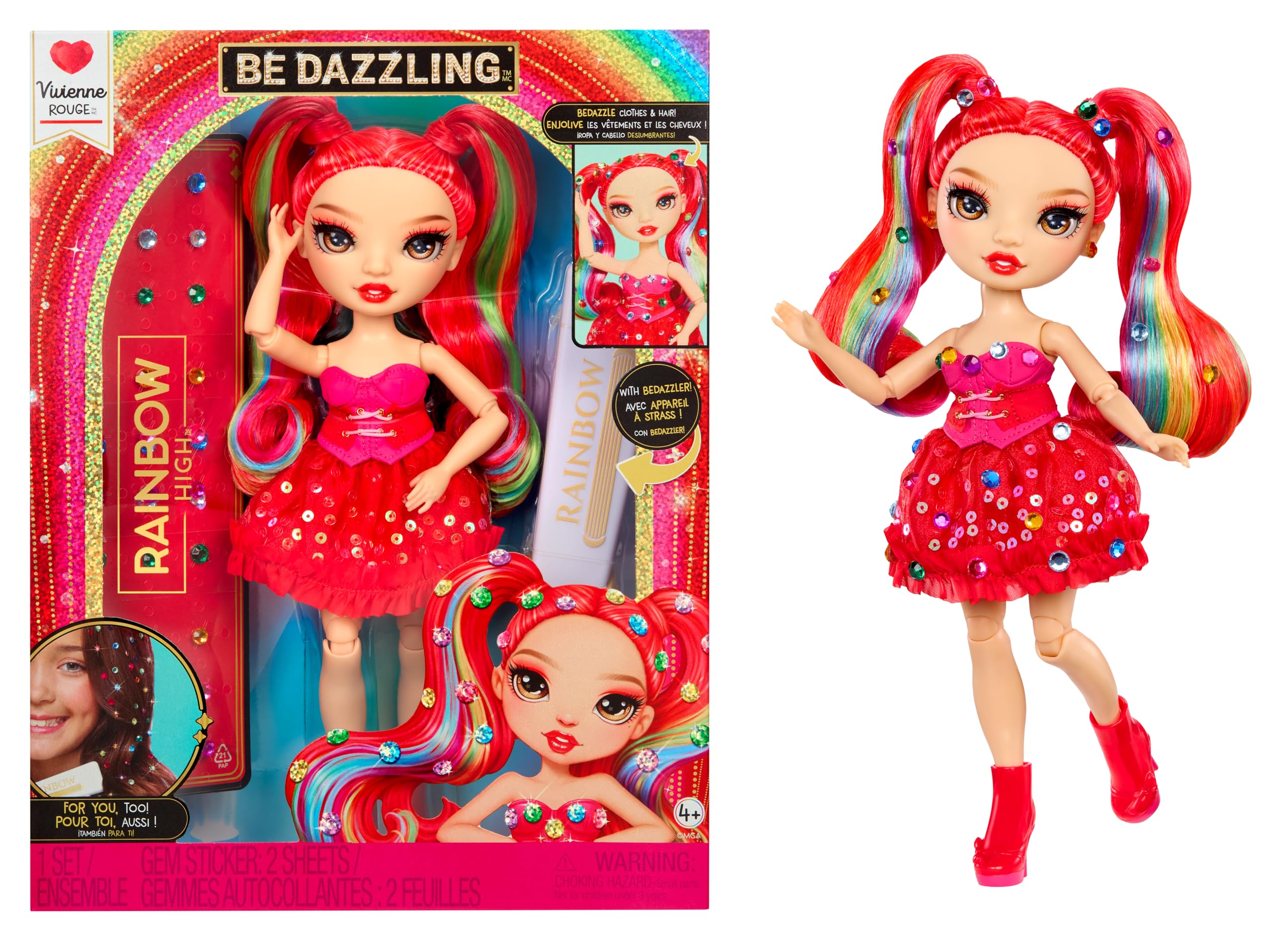 Rainbow High Be Dazzling - Vivienne Rouge 28cm Fashion Doll | Fully Articulated | Customizable with Gems