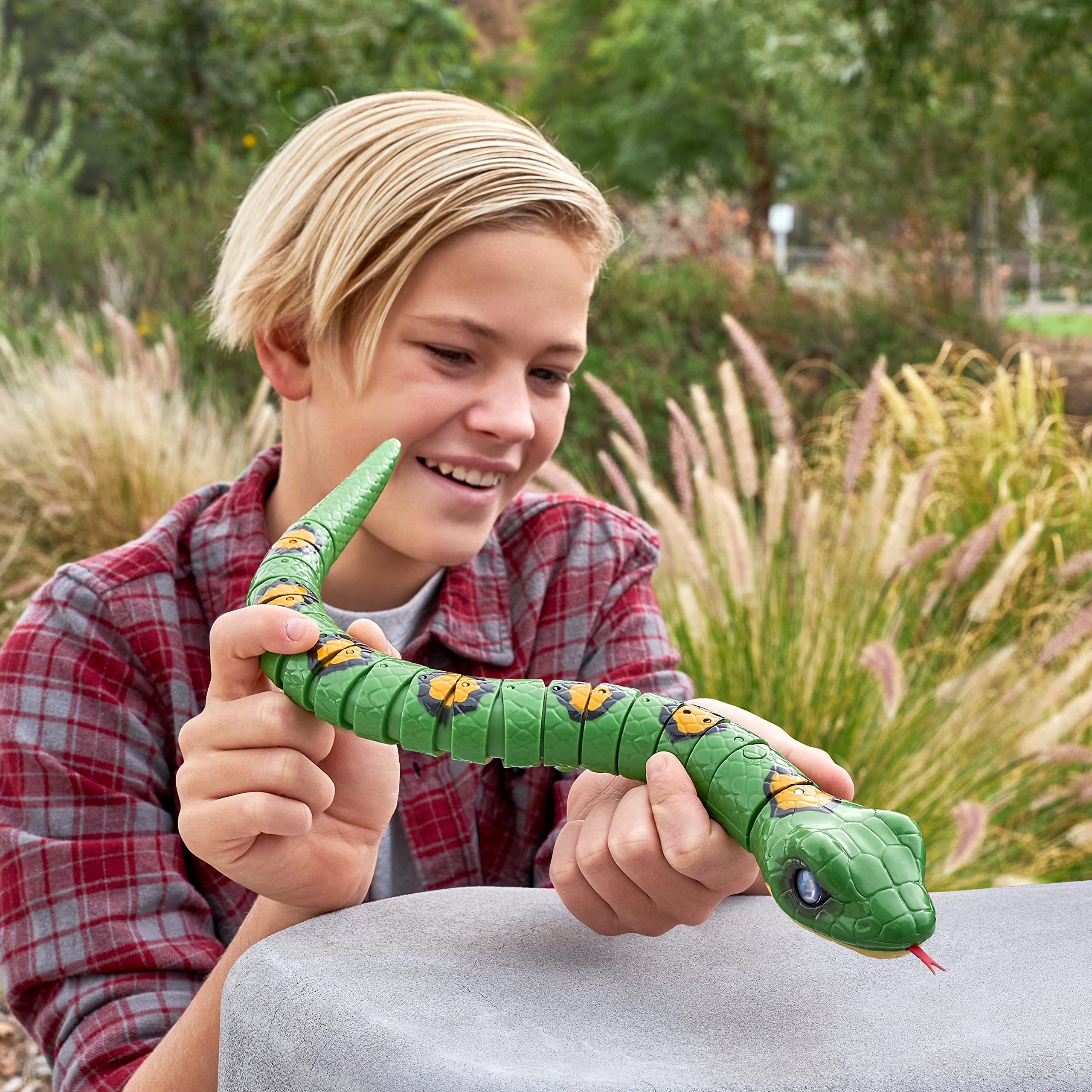 Robo Alive Snake Series 3 - Realistic Robotic Toy Pet with Light-Up Mouth & Slithering Movement (Green) 8
