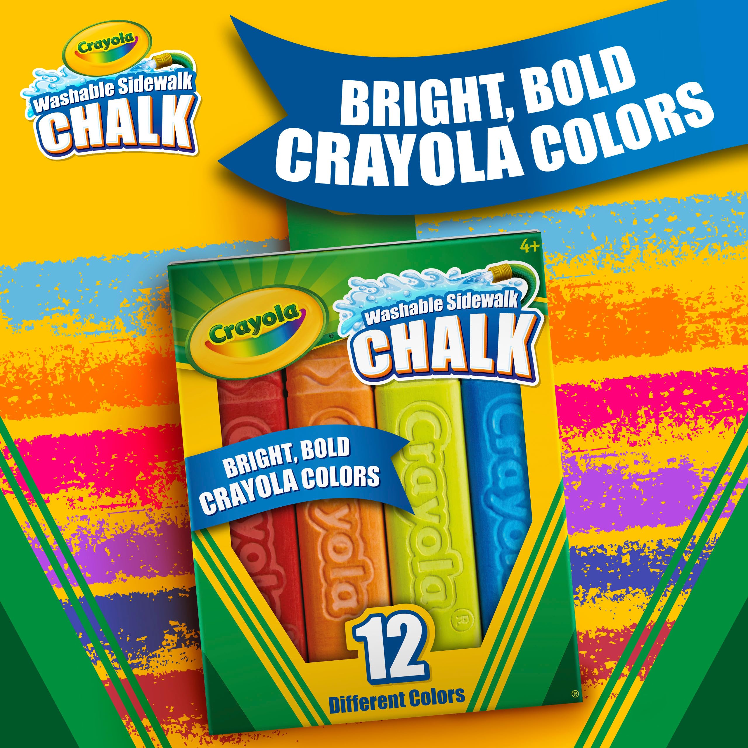 CRAYOLA Outdoor Chalk - Washable Sidewalk Chalk, Square Shape, 12 Assorted Colors 6