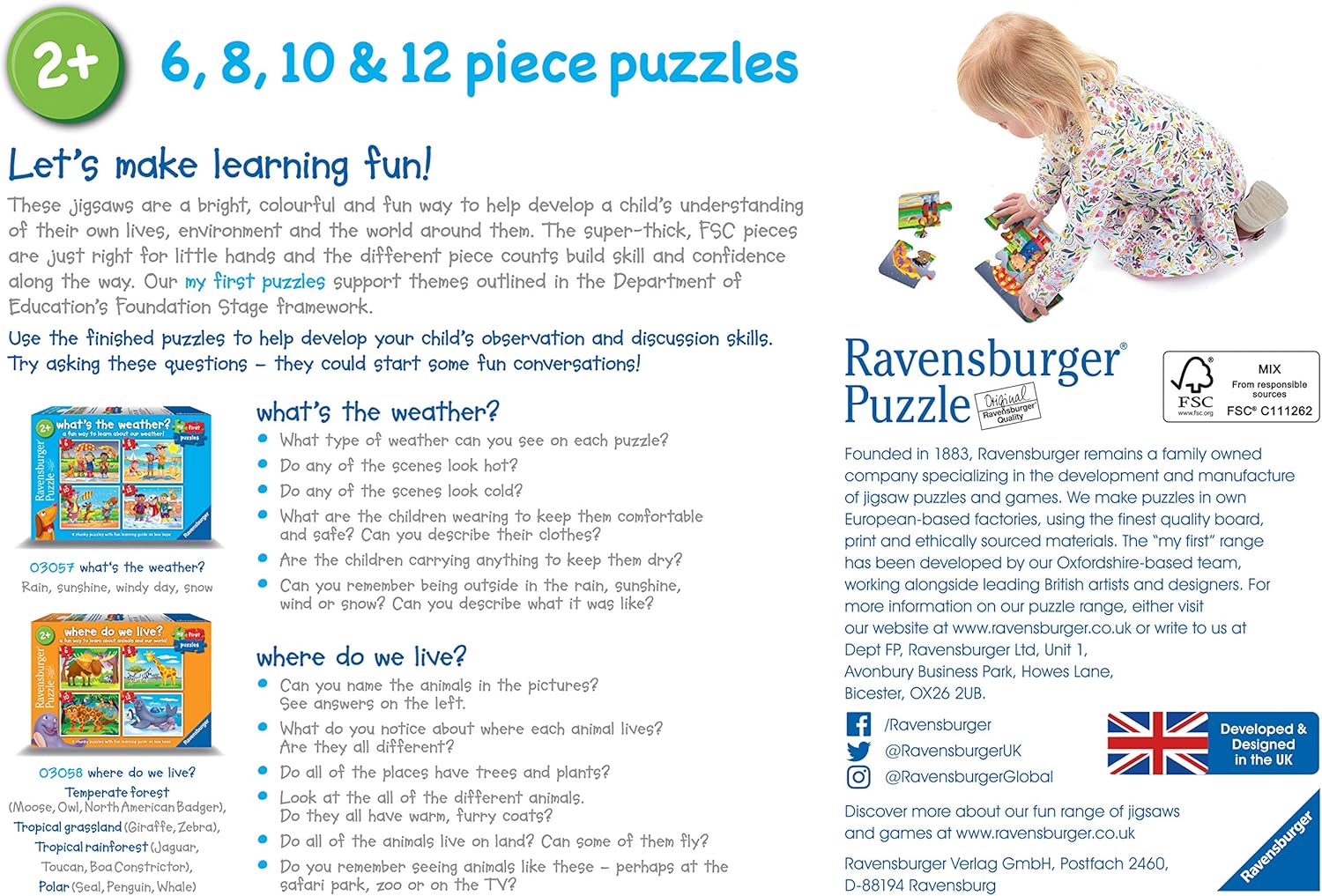 Ravensburger What's The Weather? My First Jigsaw Puzzles for Kids 2 Years Up 10