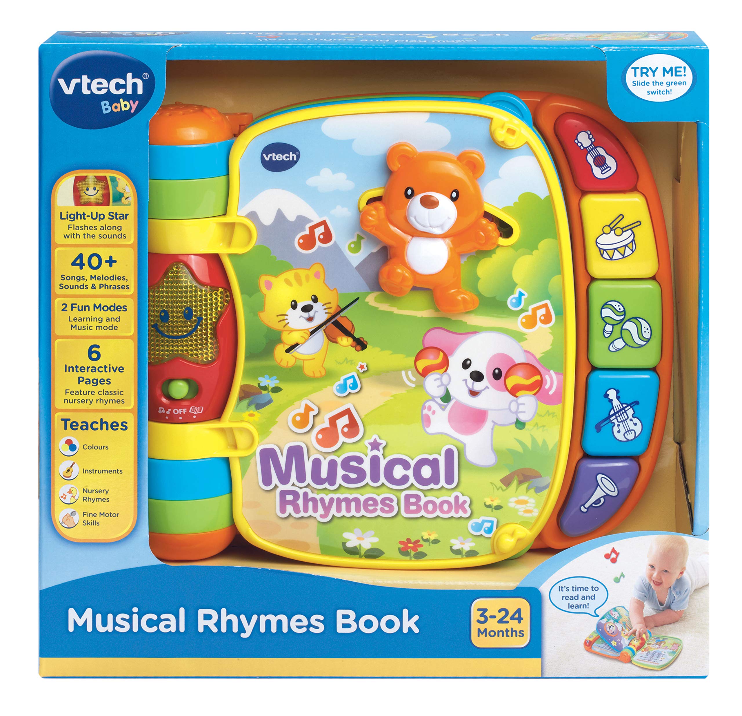 VTech Baby Musical Rhymes Book - 2 Modes of Play, Music, Lights & Sounds for Ages 3 Months+ 7