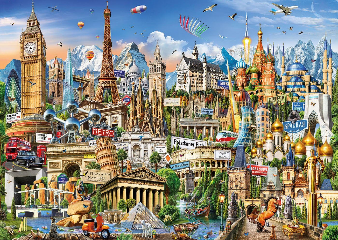 Educa Borrás 17697 Symbol of Europe 2000 Piece Jigsaw Puzzle - Landmarks of Europe