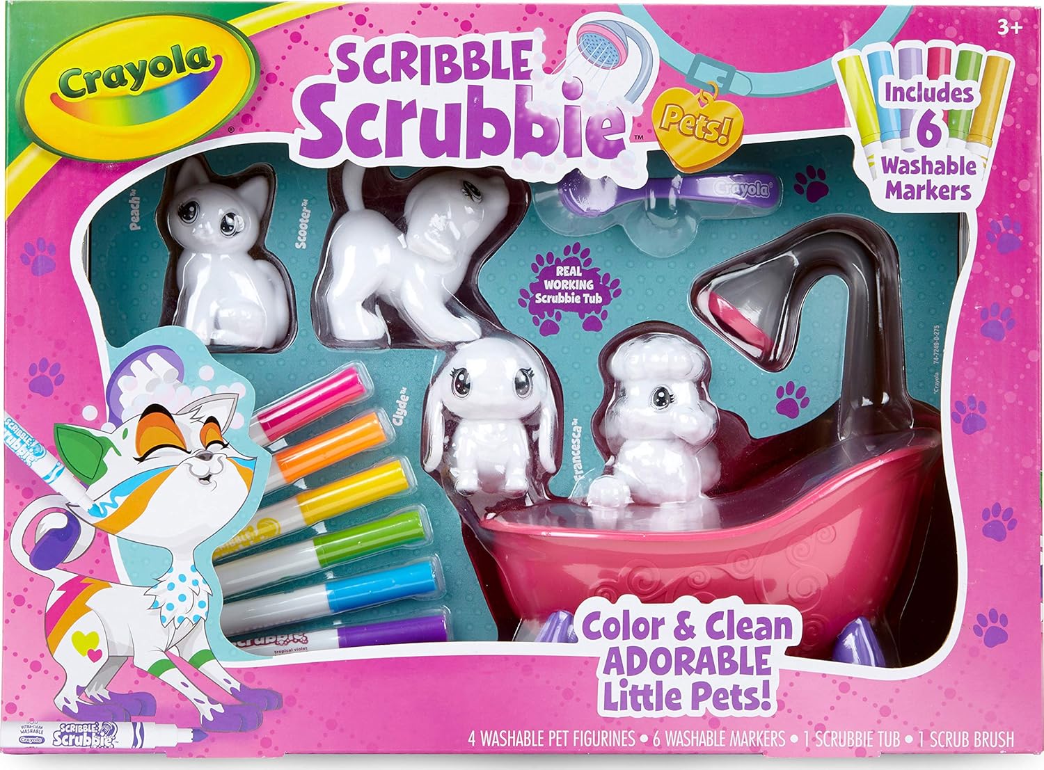 Crayola Washimals Pets Playset - Color, Wash & Reuse Creative Craft Kit for Kids