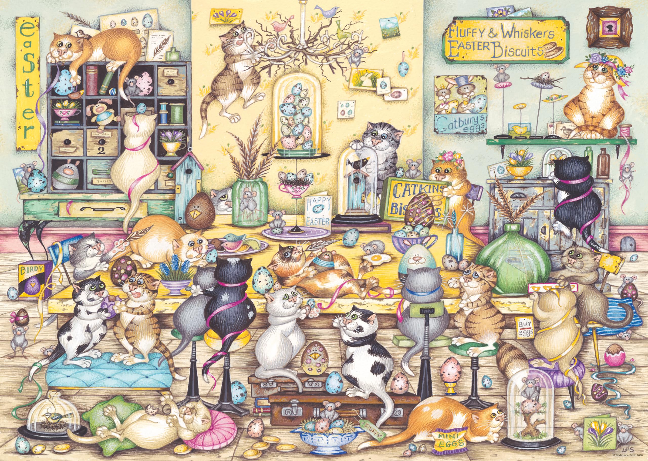 Ravensburger Linda Jane Smith Crazy Cats No.20: Easter Eggstravaganza 1000 Piece Jigsaw Puzzle