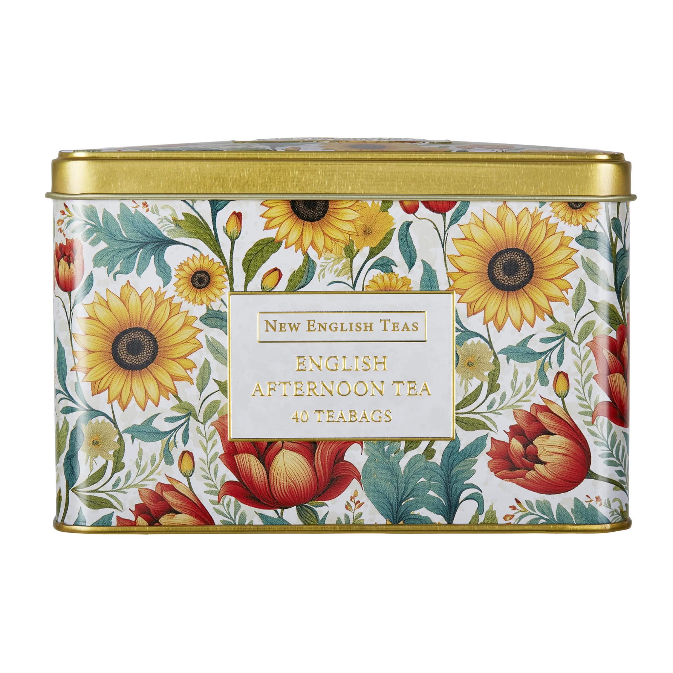New English Teas - Victorian Sunflower Tea Tin with 40 English Afternoon Teabags