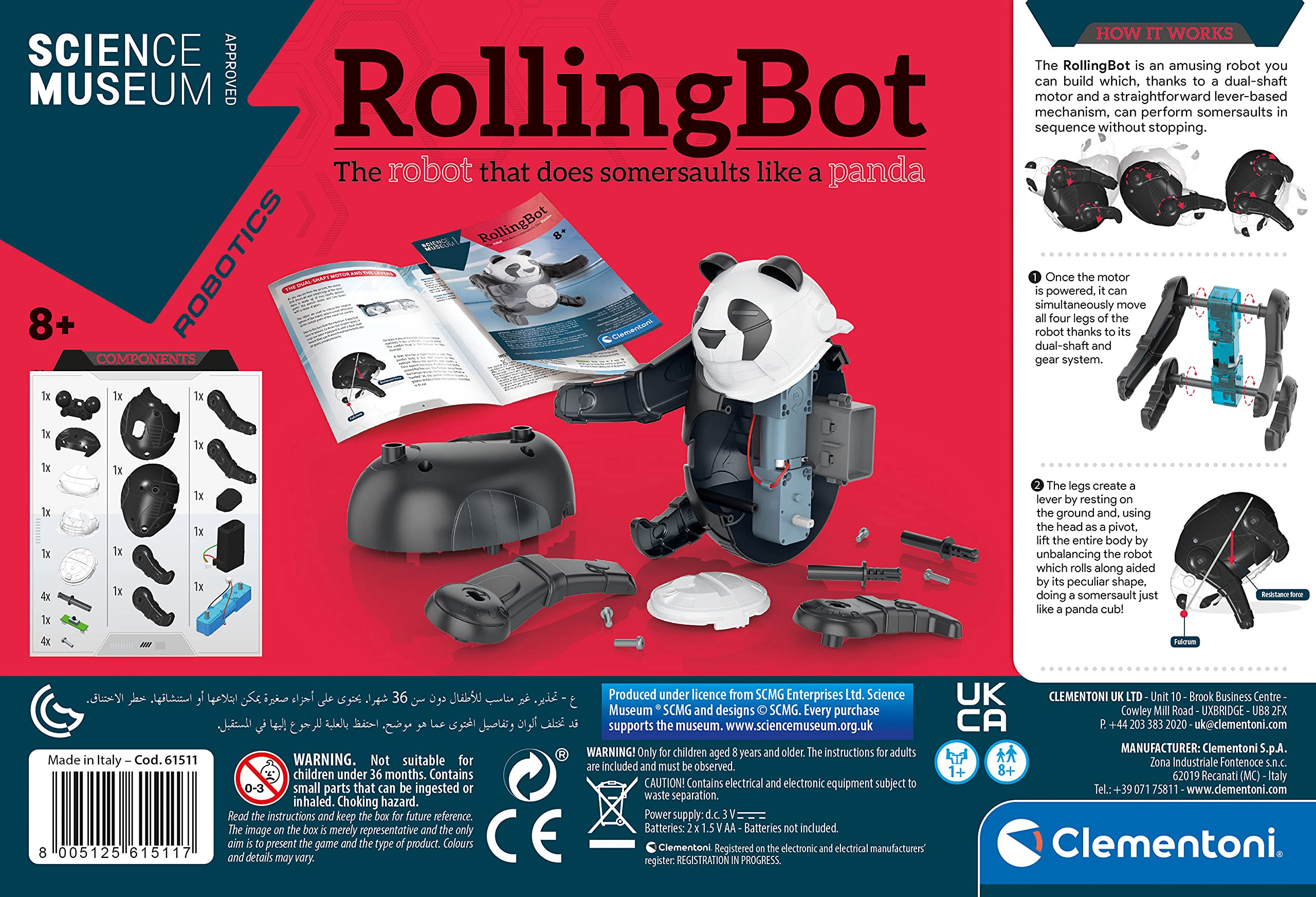 Clementoni Science Museum Rolling Bot Panda Kit - Build Your Own STEM Robot Toy (8+ Years) 7