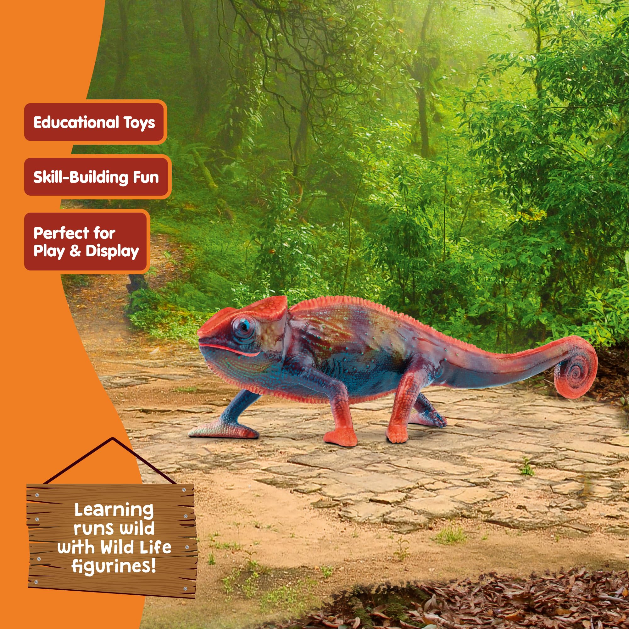 SCHLEICH 14858 Wild Life Chameleon Figurine - Color-Changing Reptile Toy for Kids 3-8 9