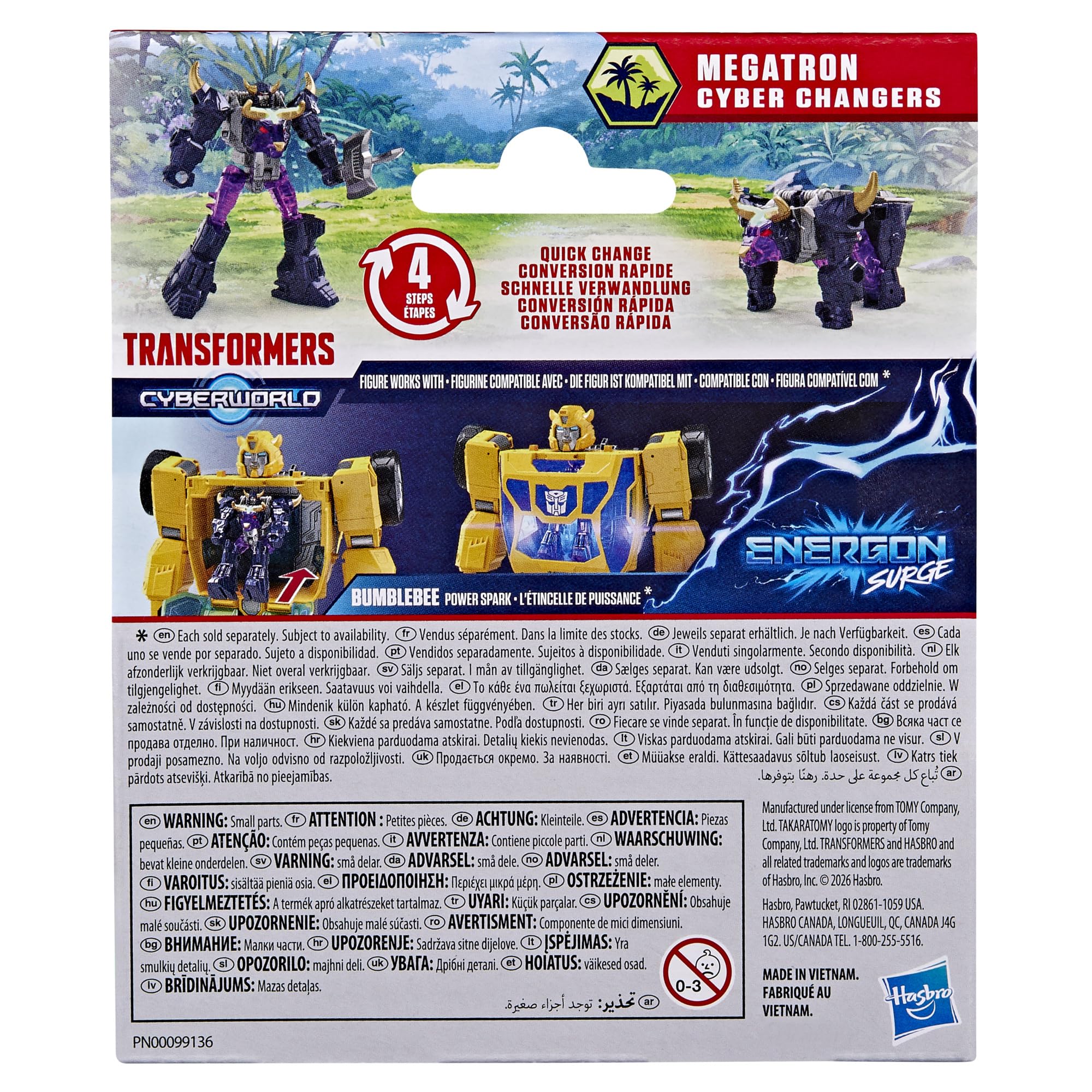 Transformers Megatron Cyber Changers Energon Surge - 4-Inch Action Figure | Glow in the Dark | Ages 6+ 6