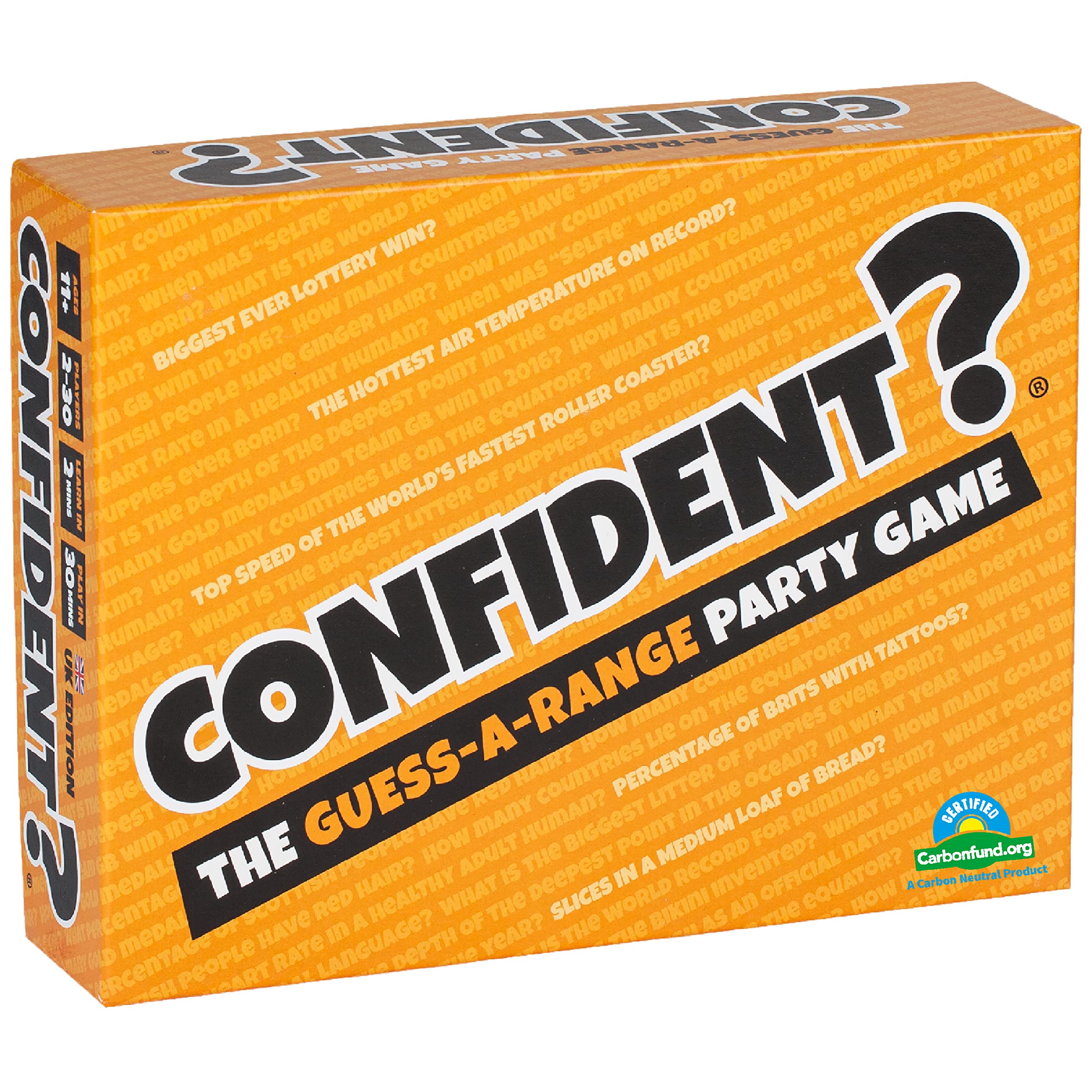 CONFIDENT? Board Game - Trivia Quiz Game with Range-Based Scoring for Families, Adults & Kids