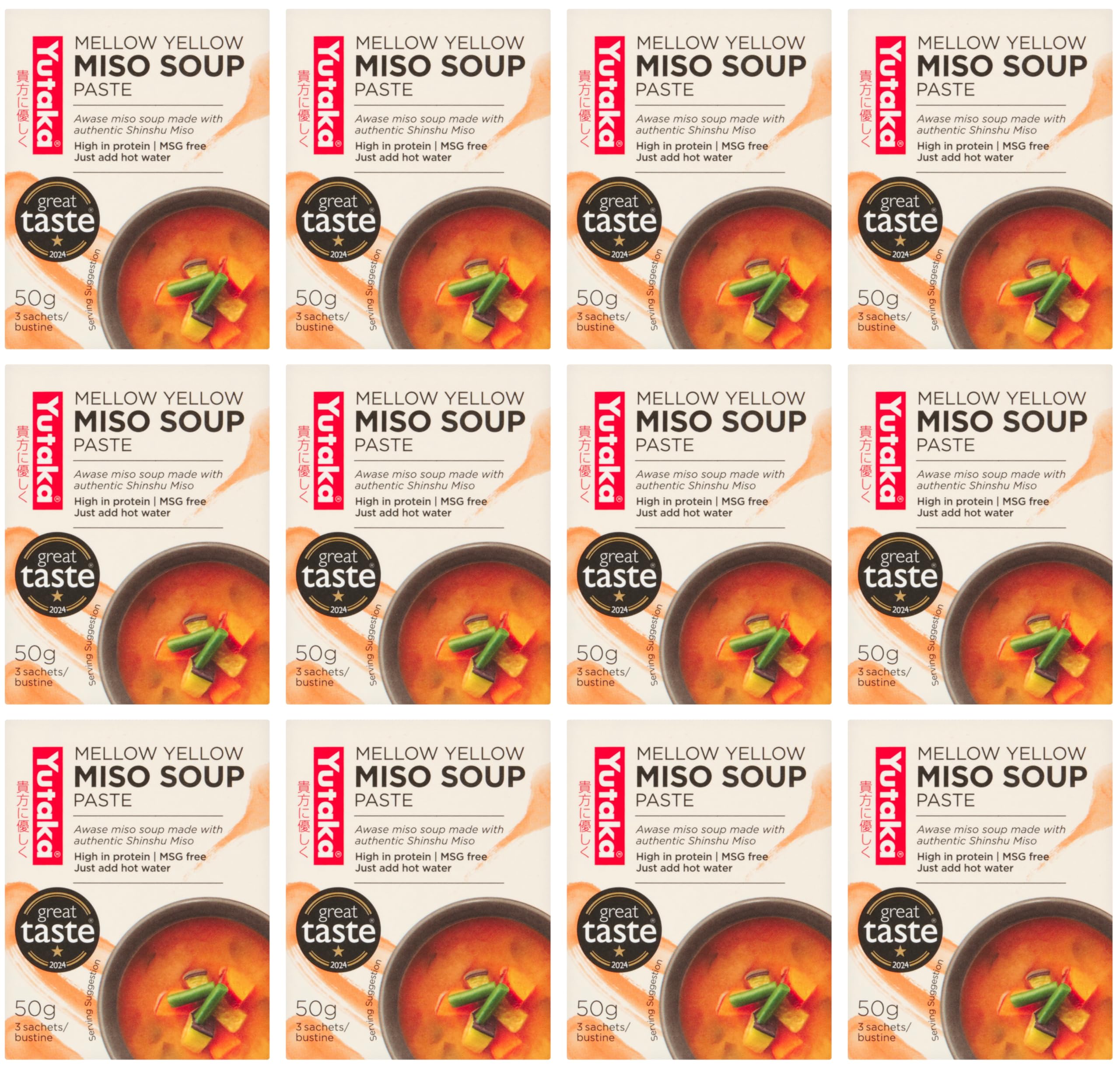 Yutaka Awase Miso Soup Mix - Authentic Red & White Blend | 36 Sachets (Pack of 12)