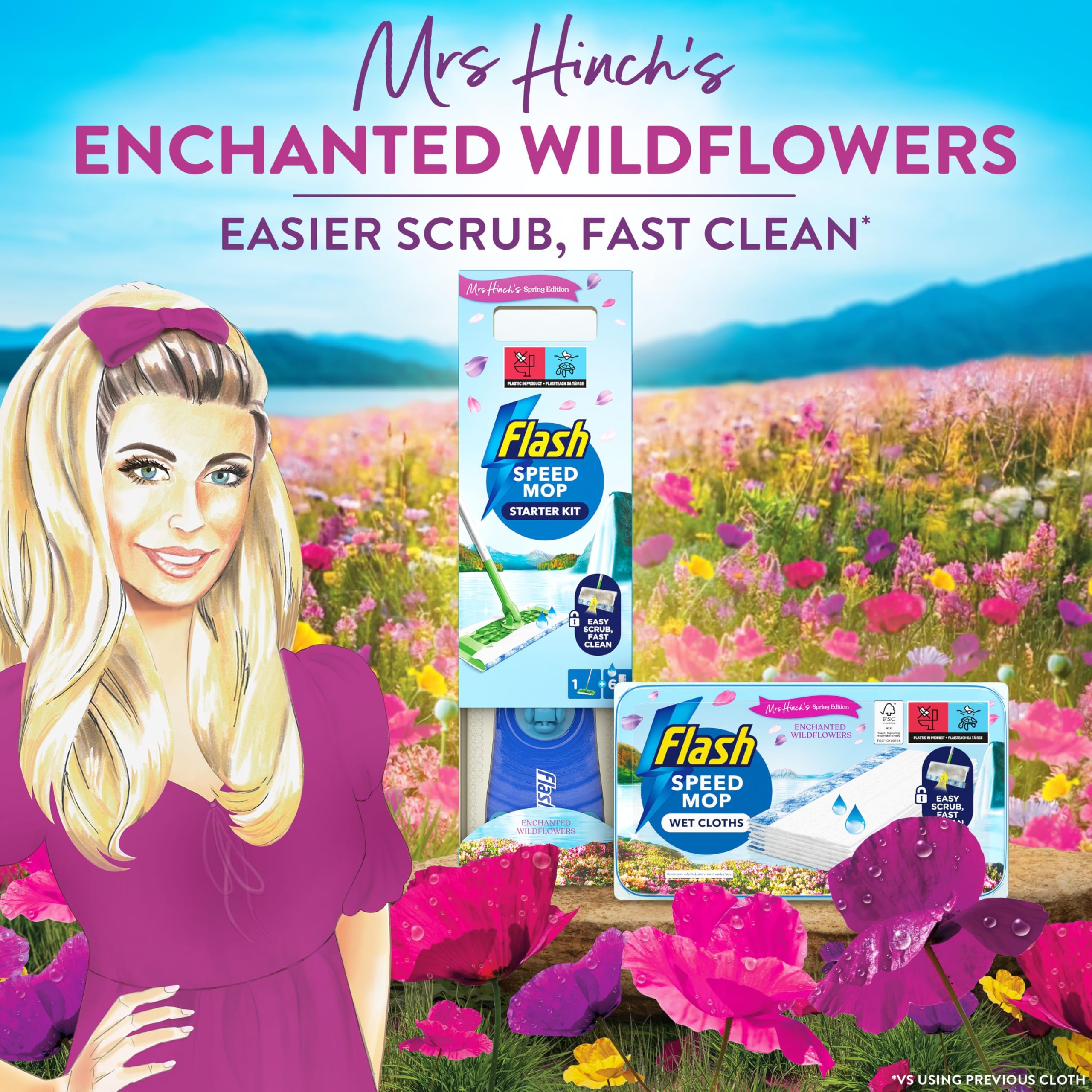 Flash Speedmop Bodenreiniger-Starterset mit Nass-Nachfüllpackungen – 1 Mopp + 6 Tücher 6