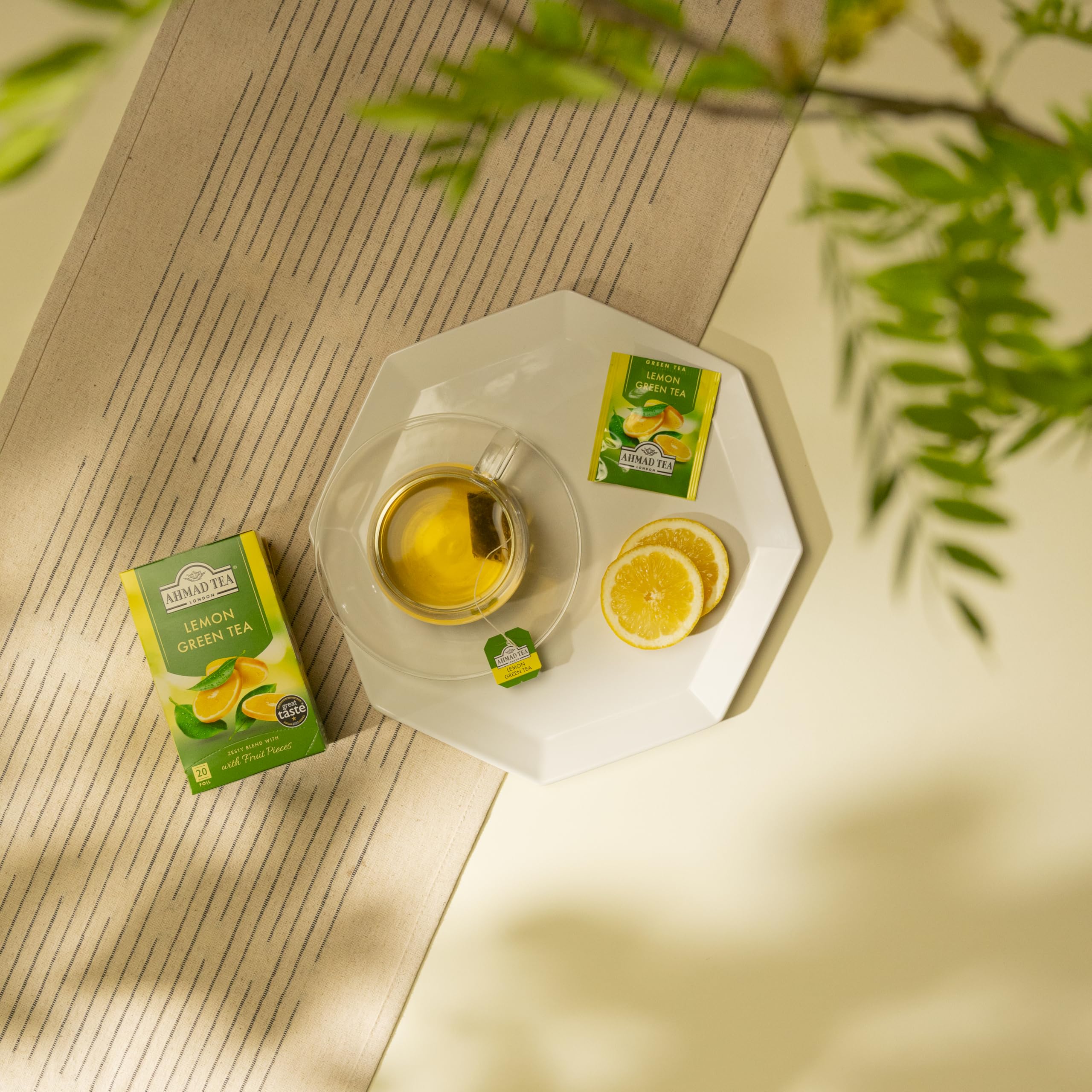 Ahmad Tea Lemon Vitality Green Tea | 20 Individually Foil-Wrapped Teabags | Fresh Citrus Green Tea Blend 5