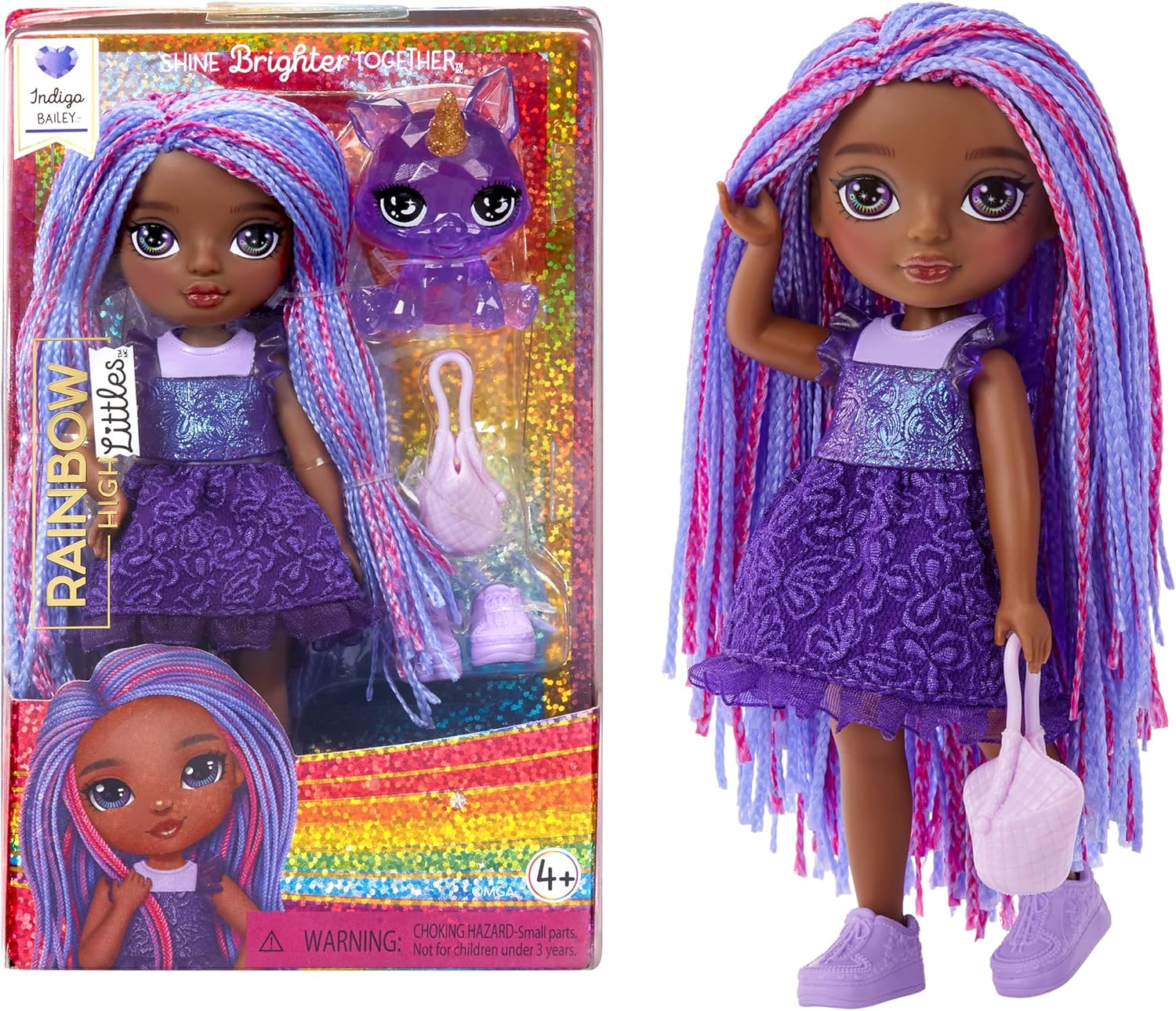 Rainbow High Littles - Indigo Bailey - 14 cm Posable Fashion Doll with Magical Fox