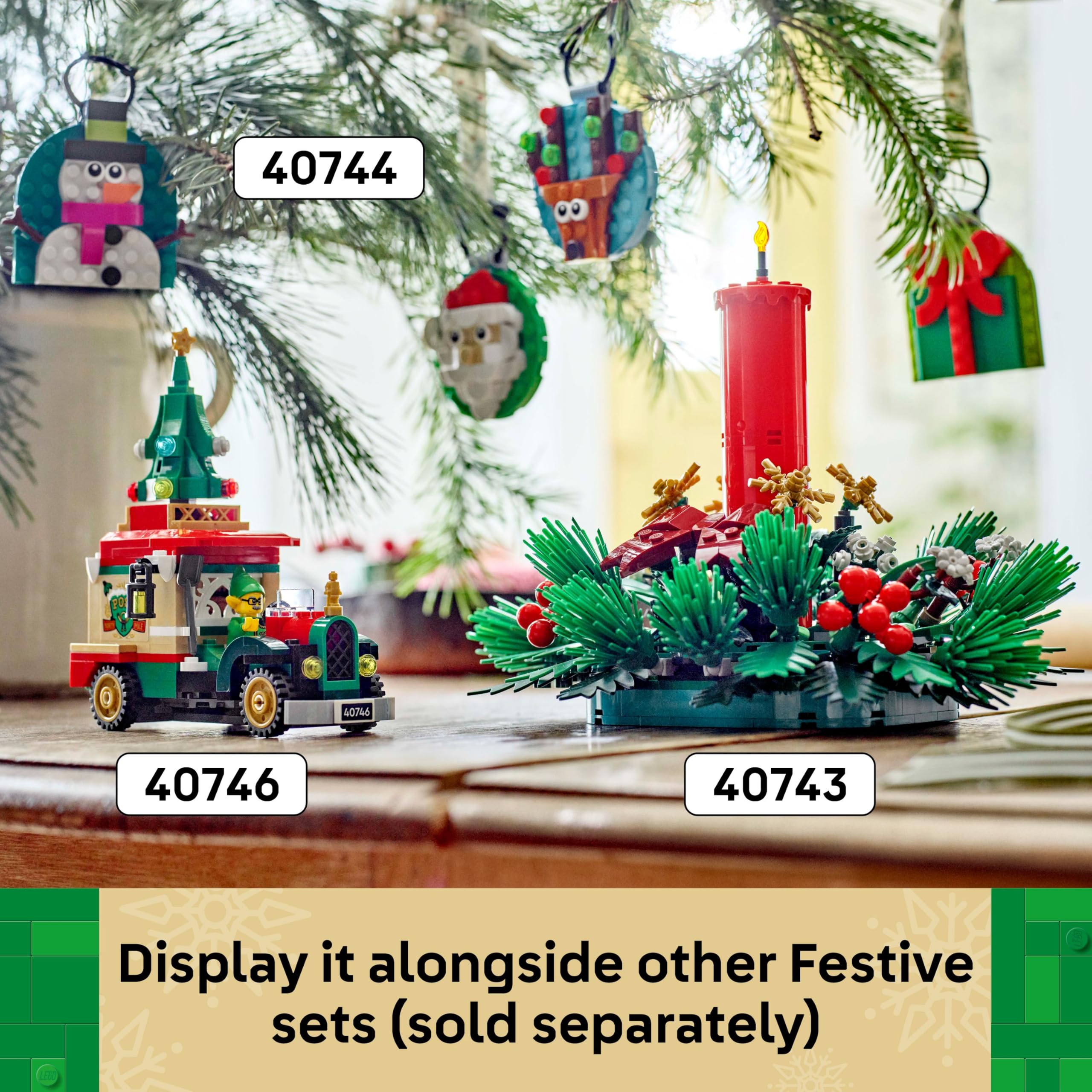 LEGO Christmas Ornament Selection - Building Toy with 4 Festive Hanging Decorations for Kids 6+ 8