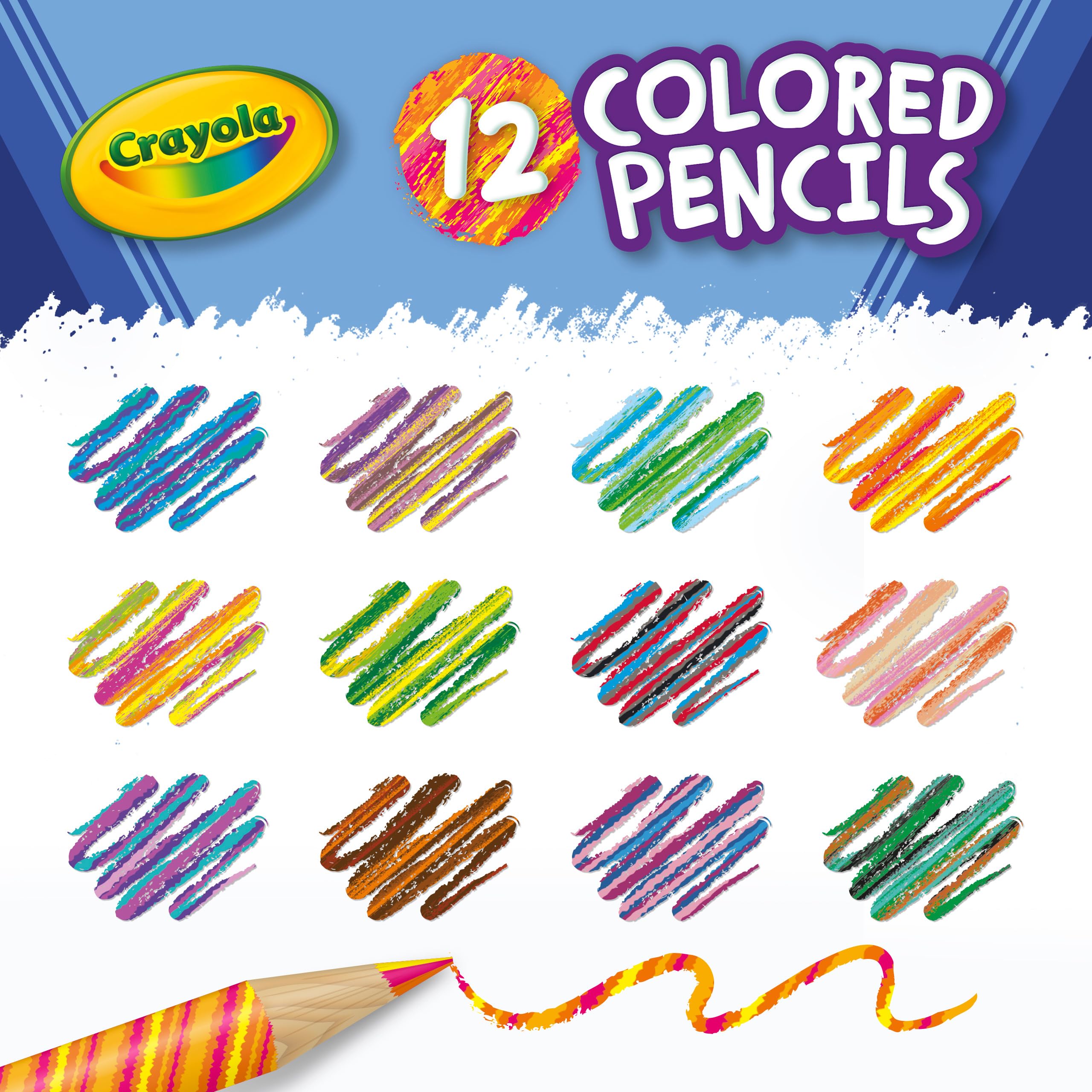 Crayola Swirl Colouring Pencils - Pack of 12 Vibrant Rainbow Effect Pencils 4