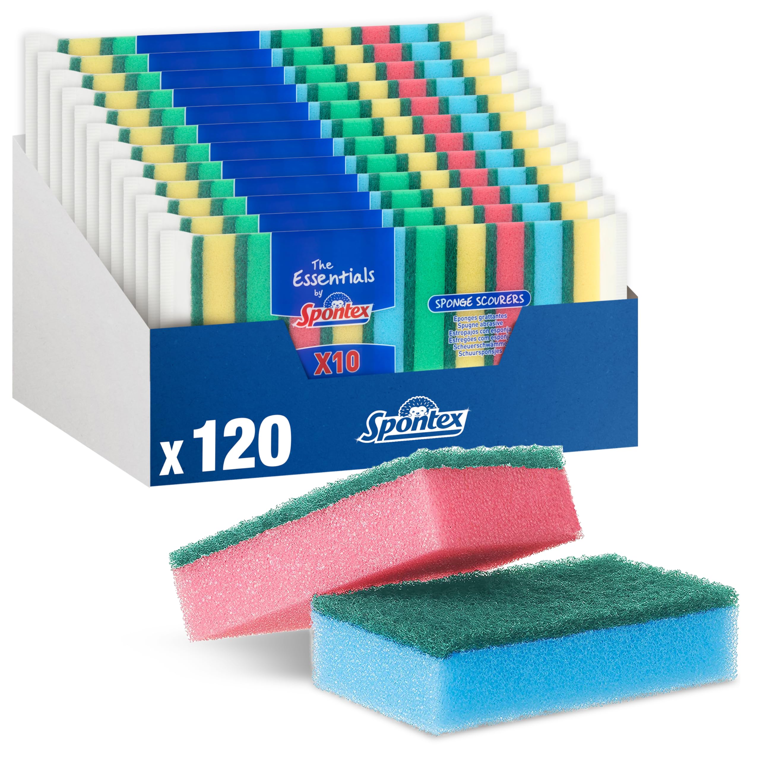 Spont游戏副本 Essentials Sponge Scourers - 120 Pack (12 x 10), Assorted Colors 4