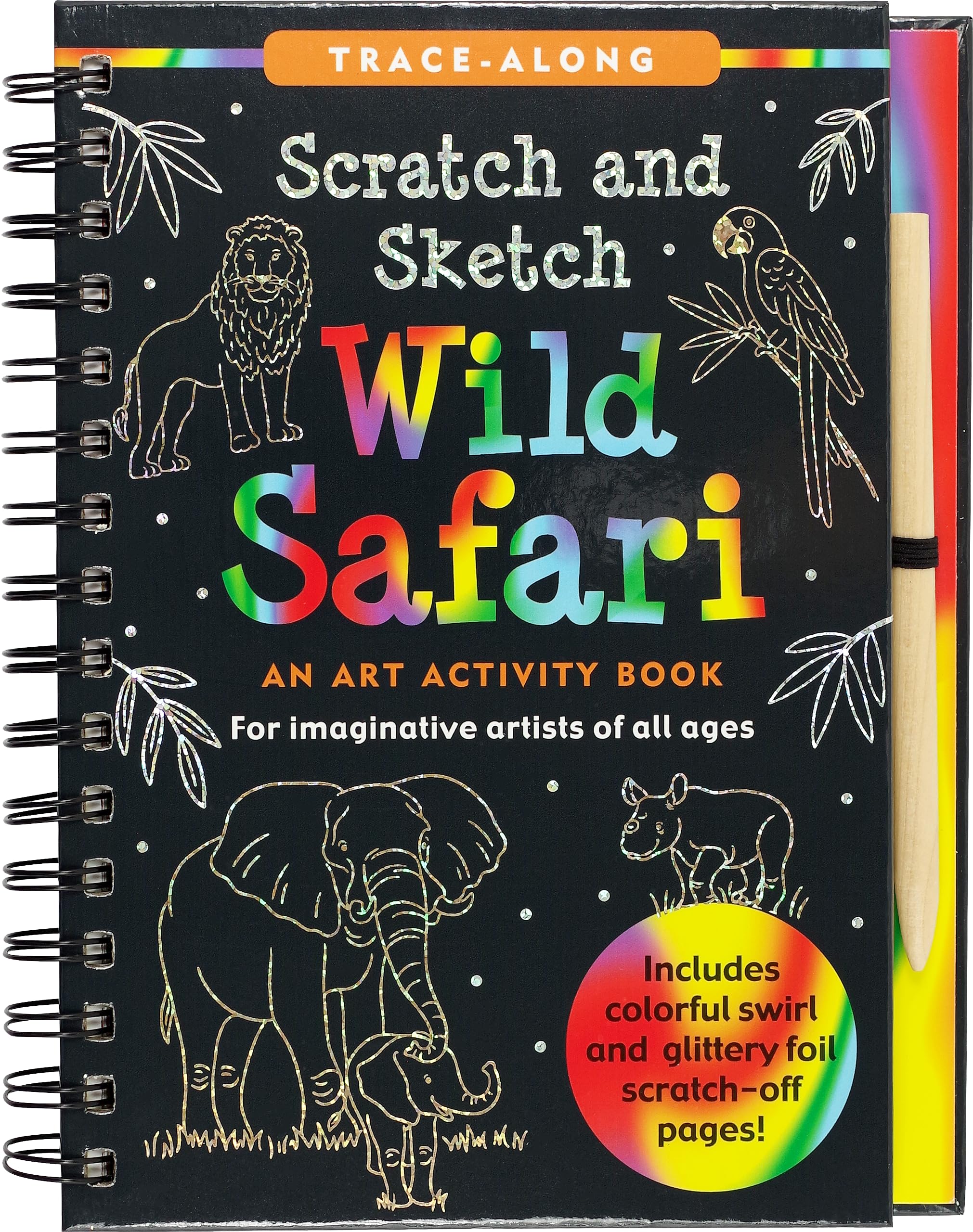 Peter Pauper Press Wild Safari Scratch & Sketch Activity Book - Trace Along, Ages 5-9