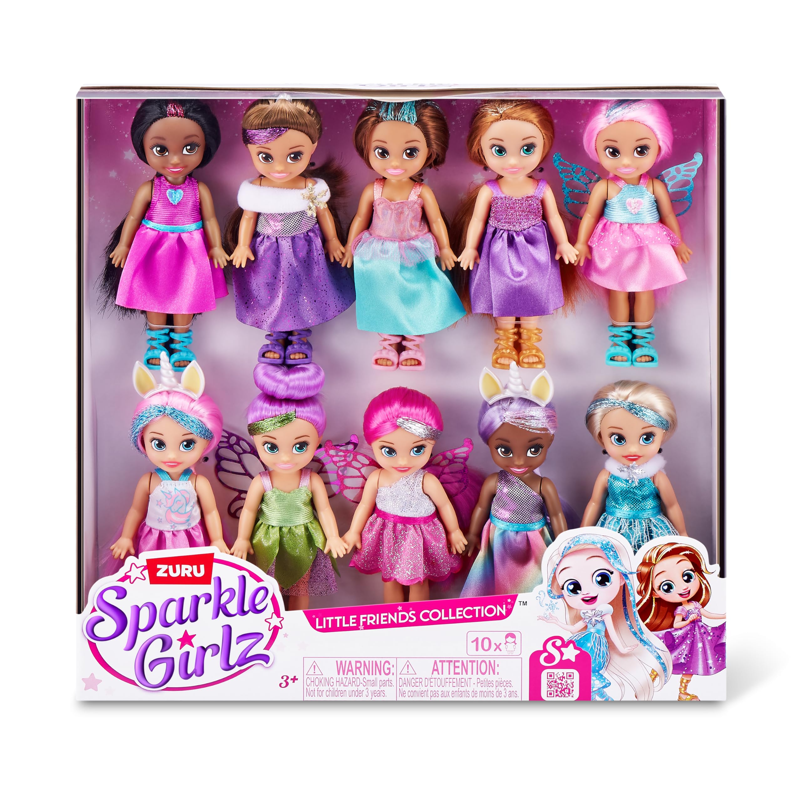 ZURU Sparkle Girlz Fantasy Little Friends Set of 10 Dolls - Sparkly Outfits & Brushable Hair 8