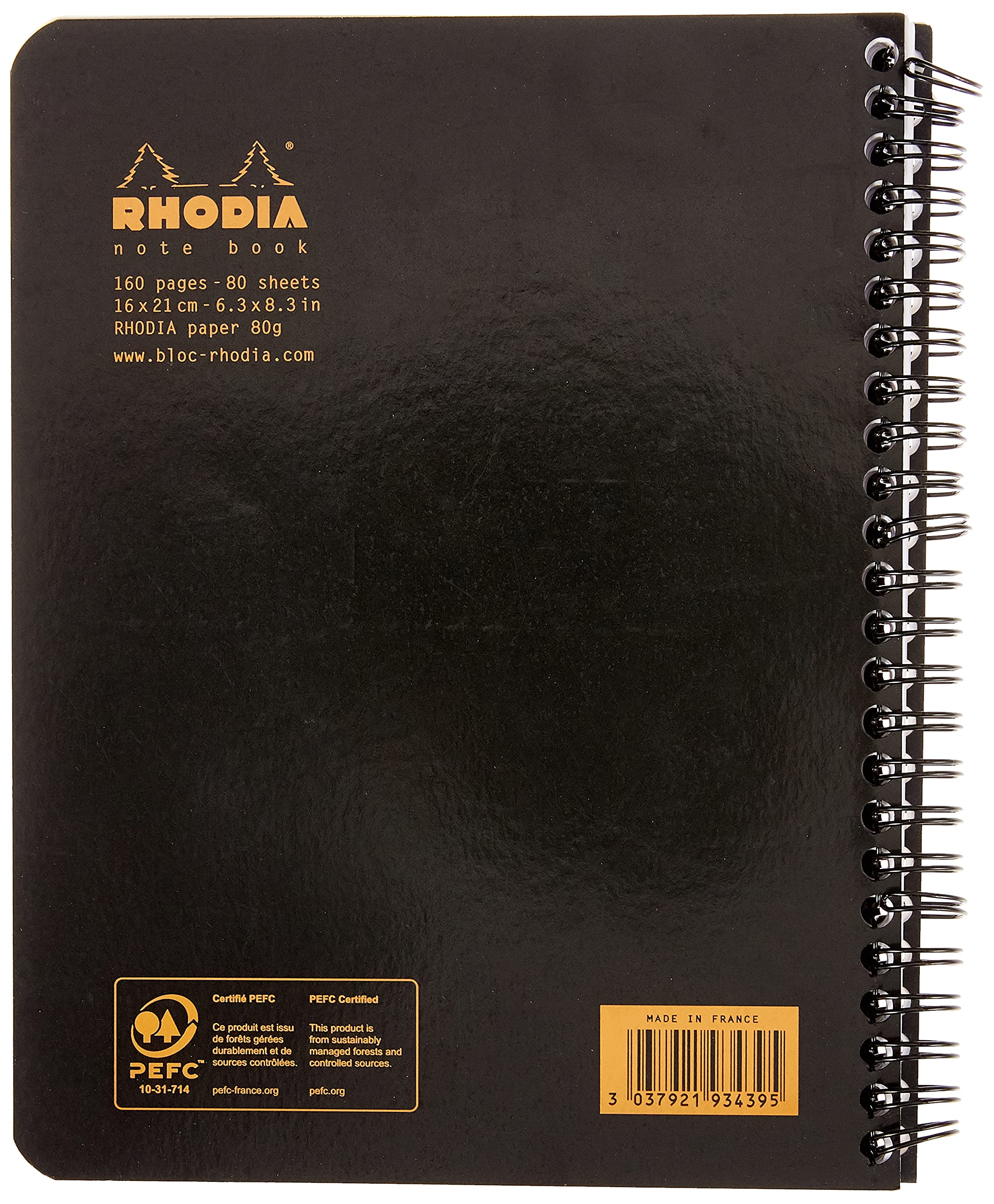 Rhodia 193439C Spiral Notebook - A5+ Black | Waterproof Cover | 80 g/m² Dot Grid Paper 2