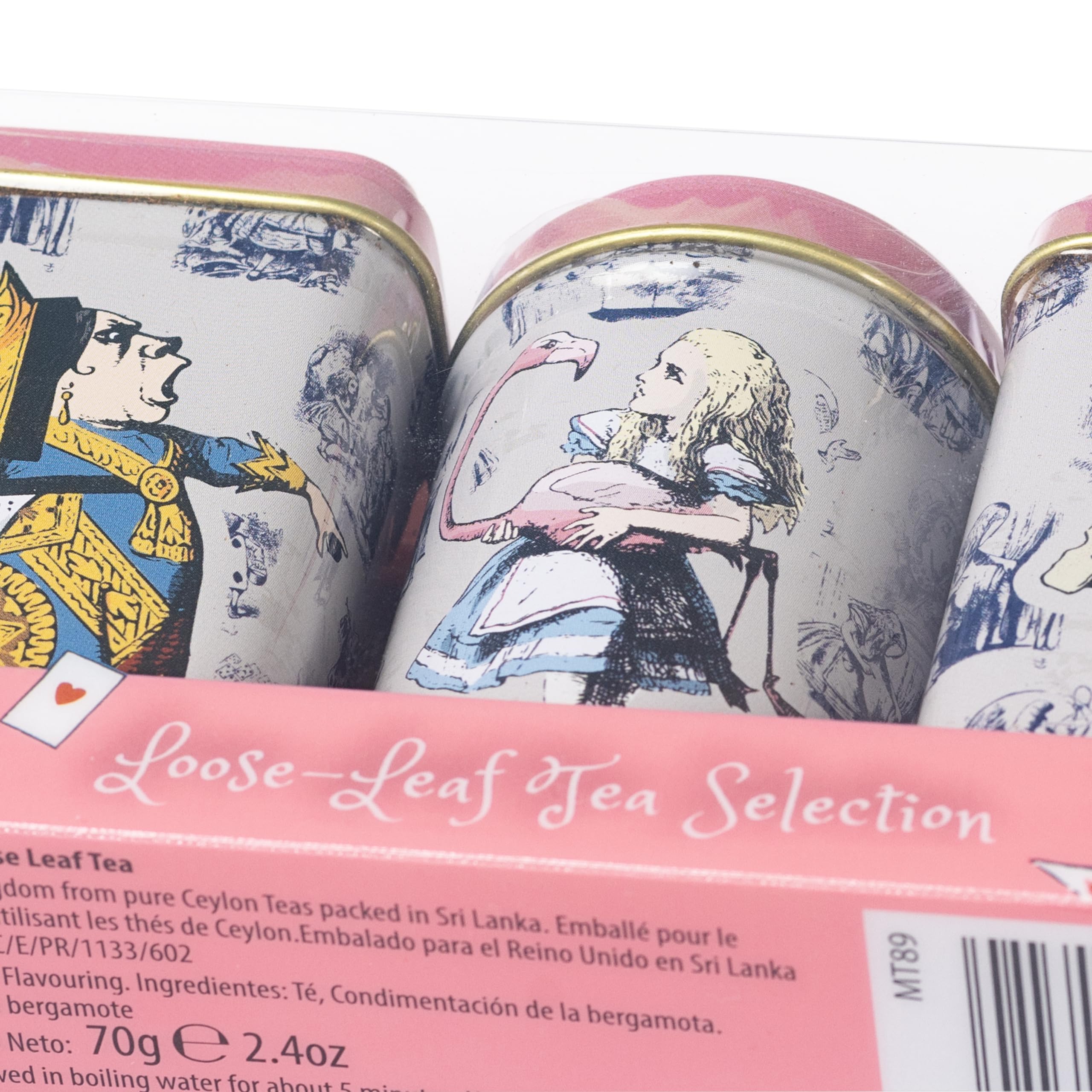 New English Teas - Alice in Wonderland Pink 3x Mini Tea Tins with 3 Blends 6