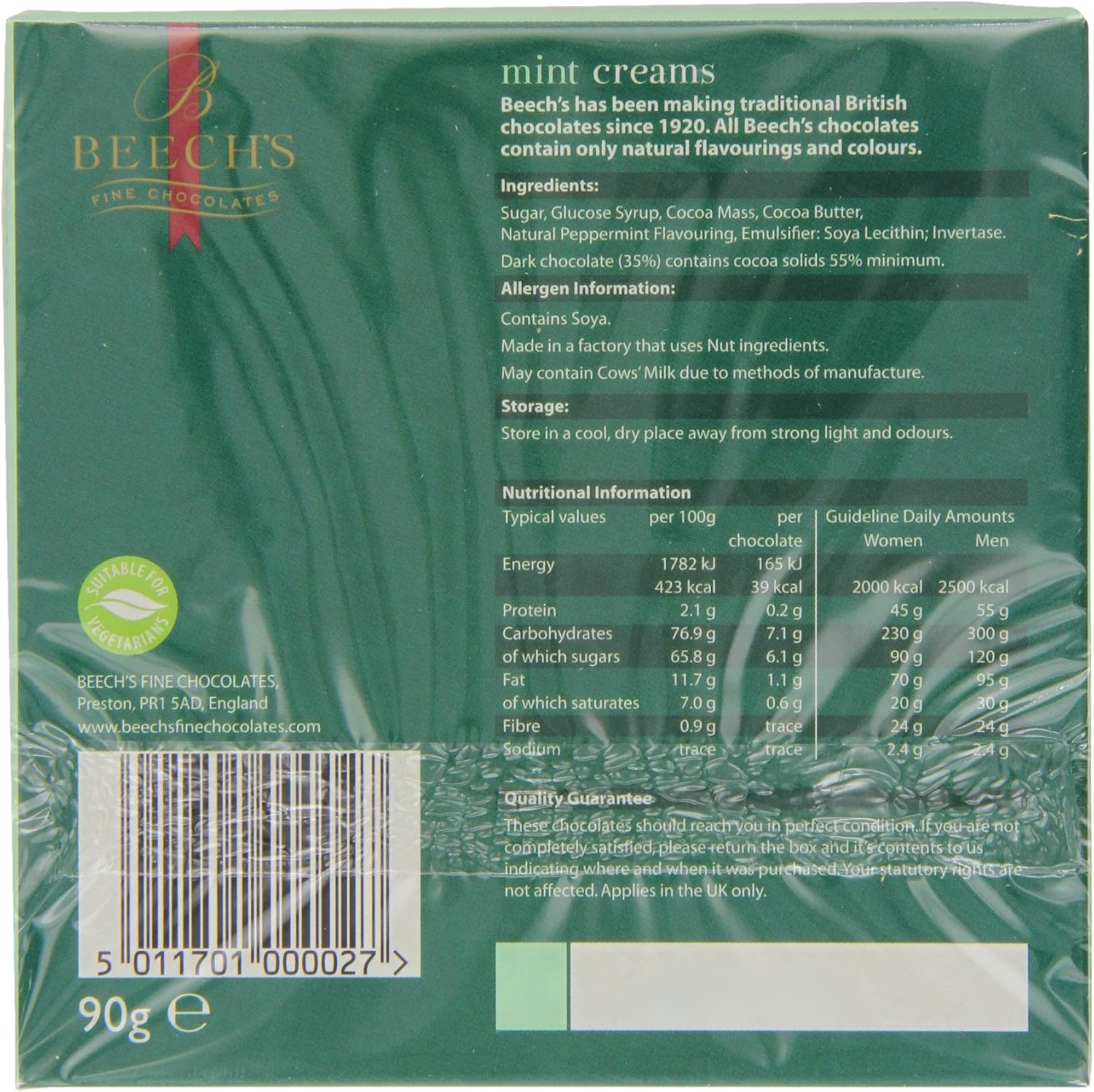 Beeches Dark Chocolate Mint Creams 90 g