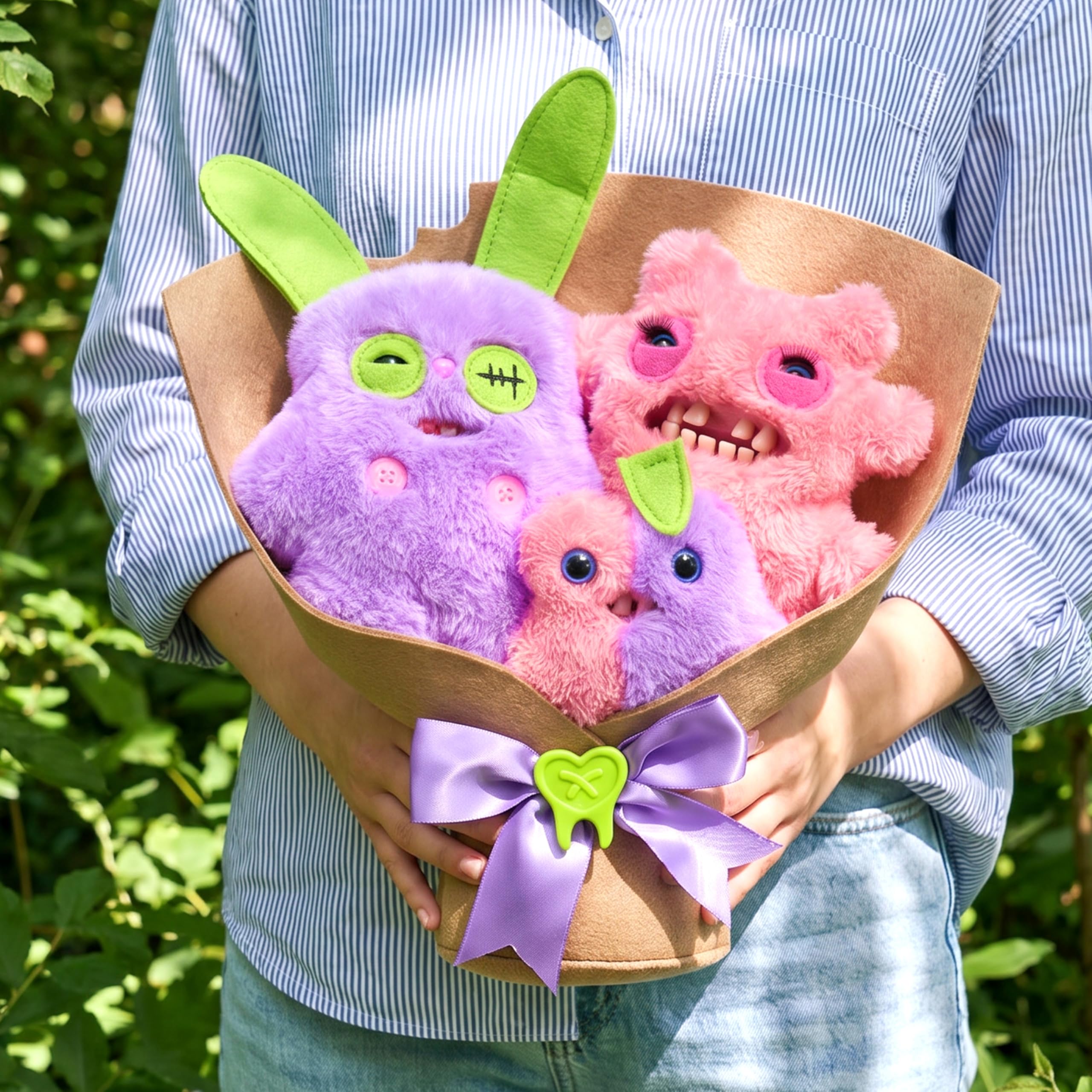 Fuggler Soft Dolls - 2 x 9 inch & 1 x 3.5 inch Collectible Plush Set | Multicolor | Polyester 8