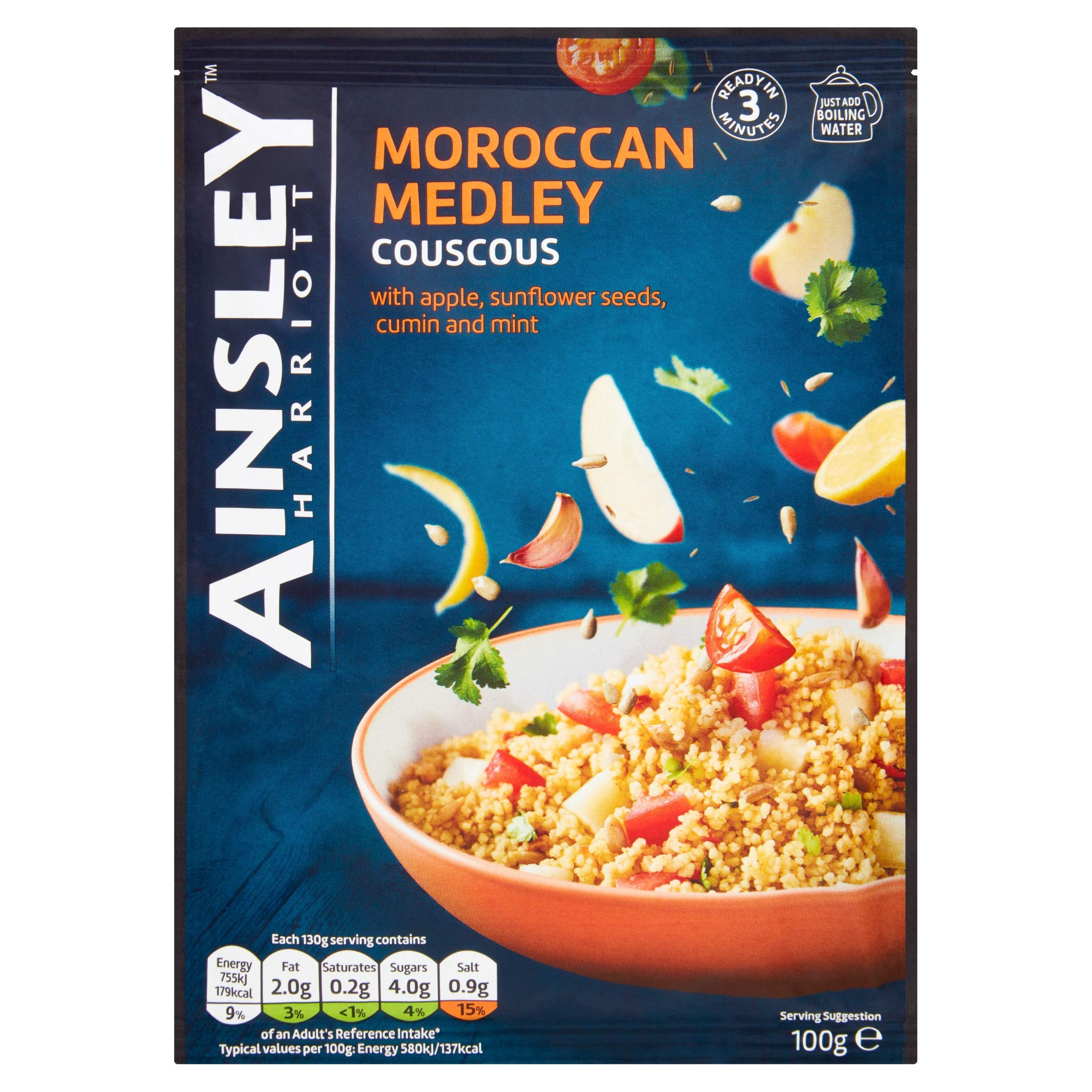 Ainsley Harriott Moroccan Medley Couscous - Savoury Flavoured Instant Couscous, 100g, Pack of 12