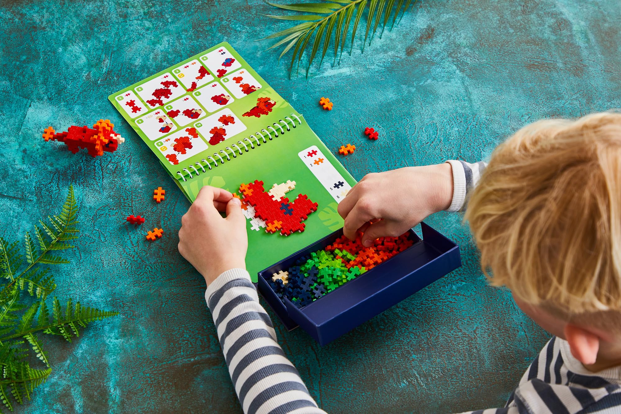 PLUS PLUS Puzzle by Number Activity Pad Dinosaur Mosaic Kit | 125 Pieces | Ages 5-12 5