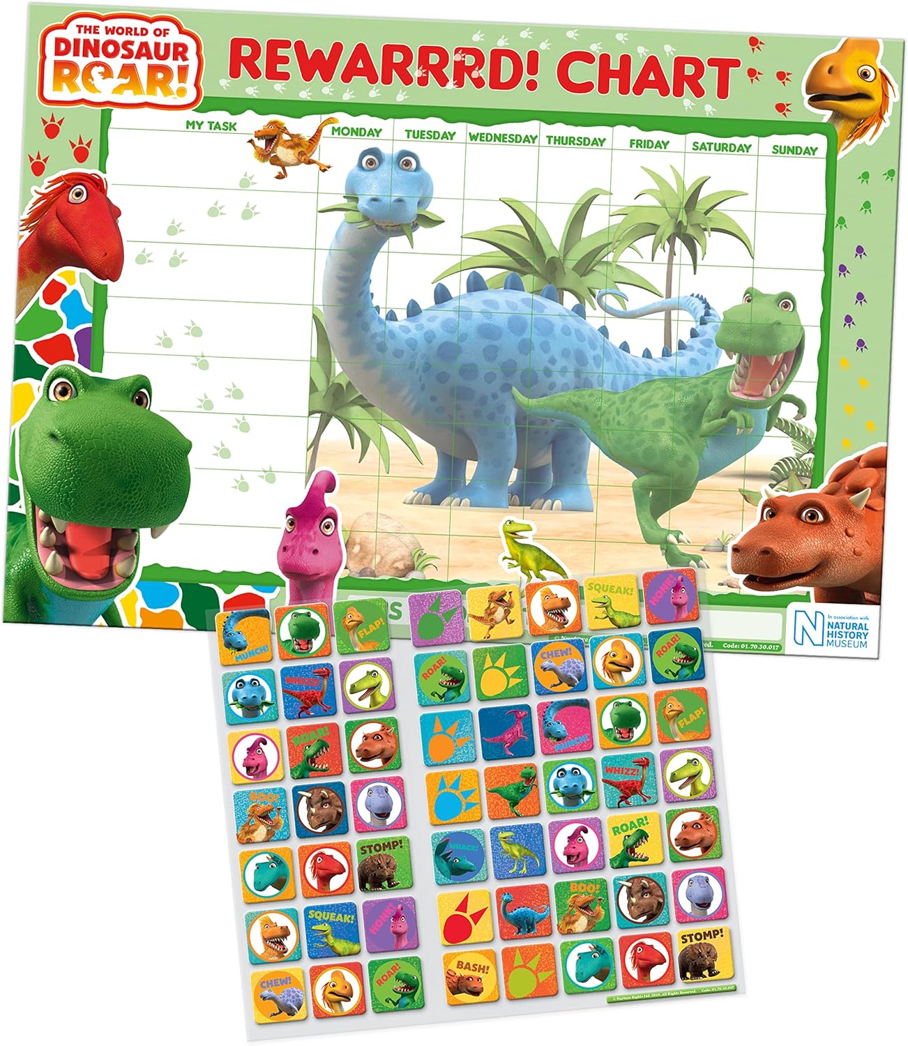 Dinosaur Roar Reward Chart - Reusable Foil Stickers & Wipe-Clean A3 Learning Chart 6
