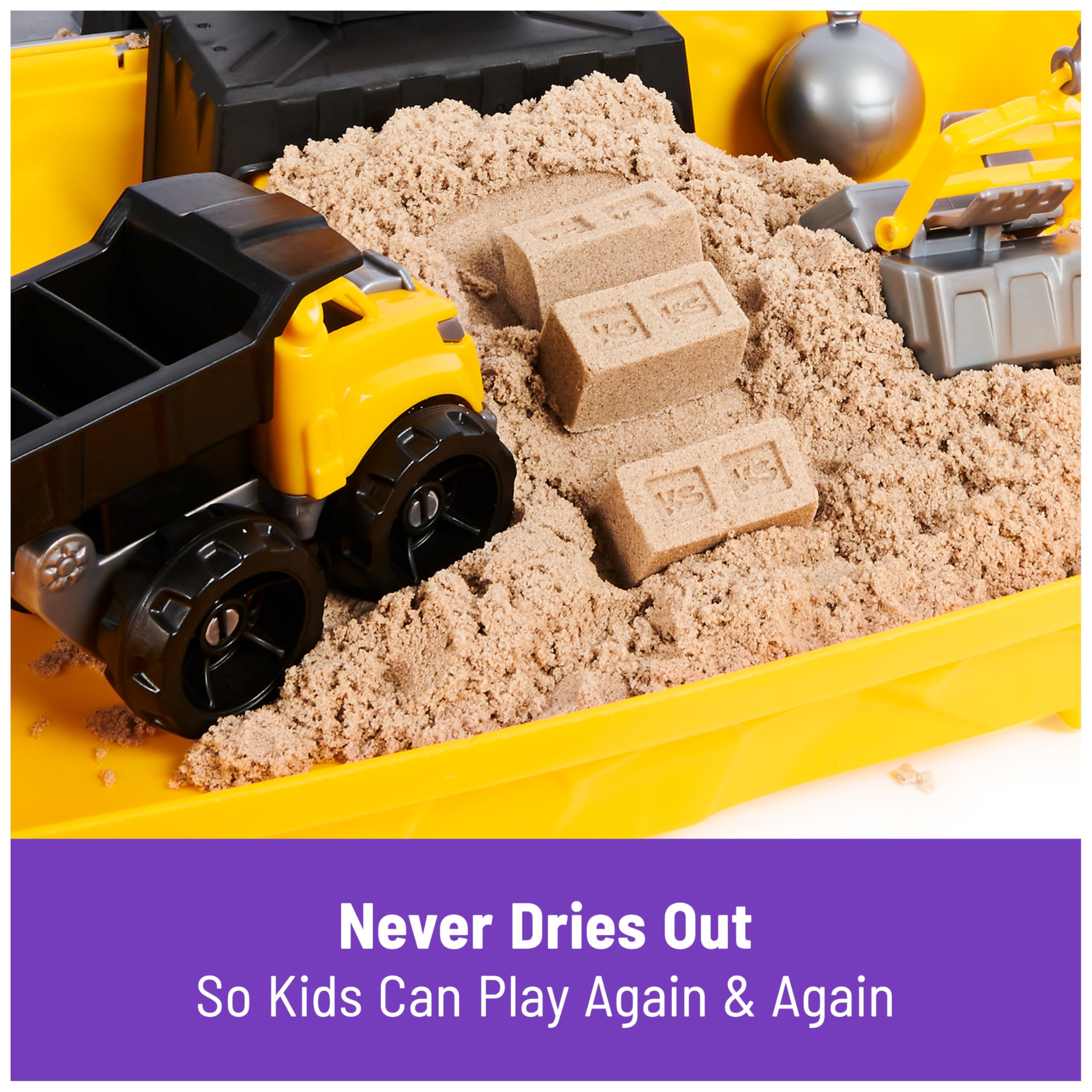 Kinetic Sand Construction Site Folding Sandbox Playset with Vehicle and 907g Sand | Ages 3+ 7