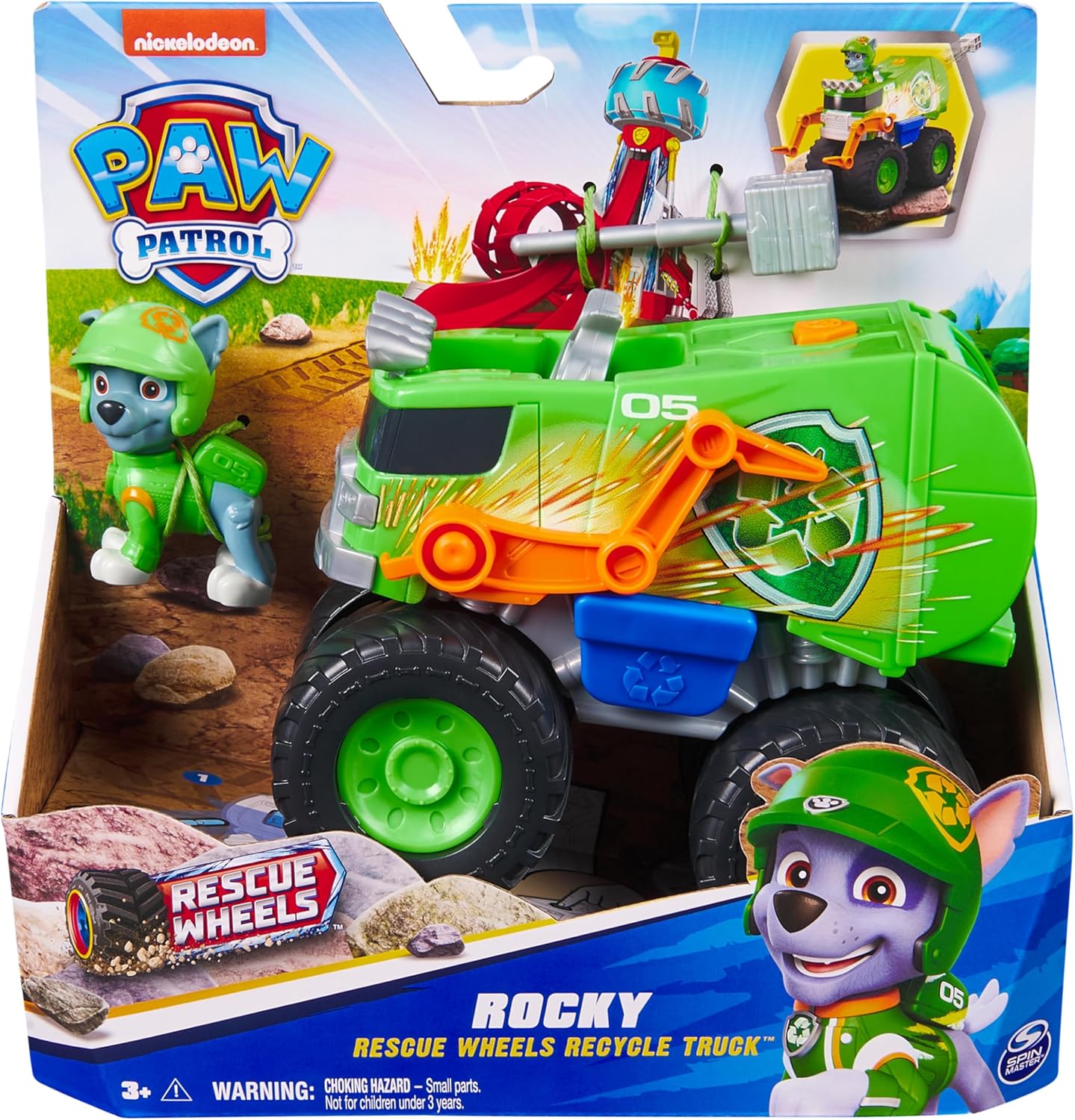 Paw Patrol: Rescue Wheels Rocky’s Recycle Truck - Projectile Launcher Toy with Action Figure 6
