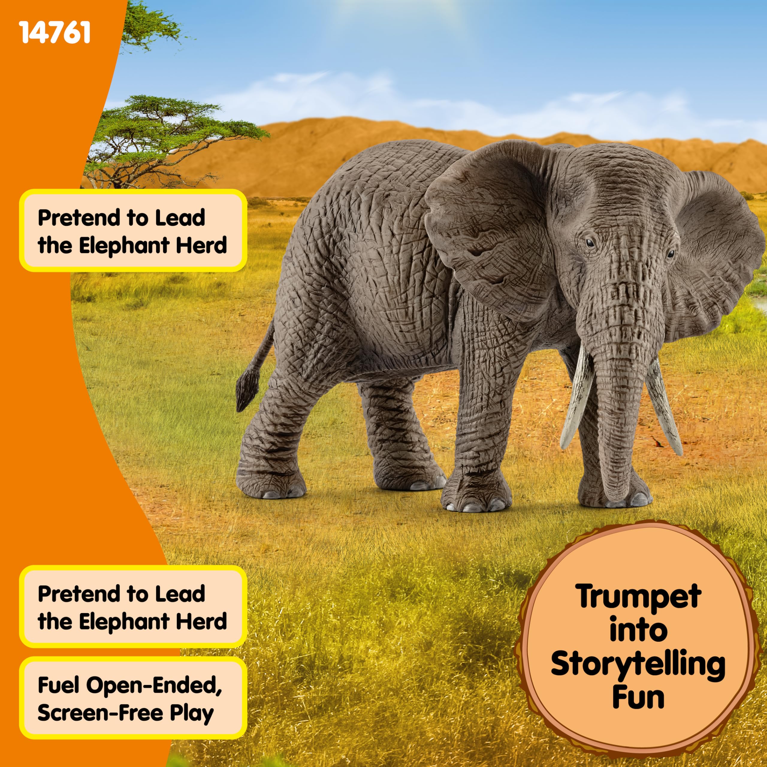Schleich Wild Life African Elephant Female Figurine | Ages 3+ | Gray Plastic 4
