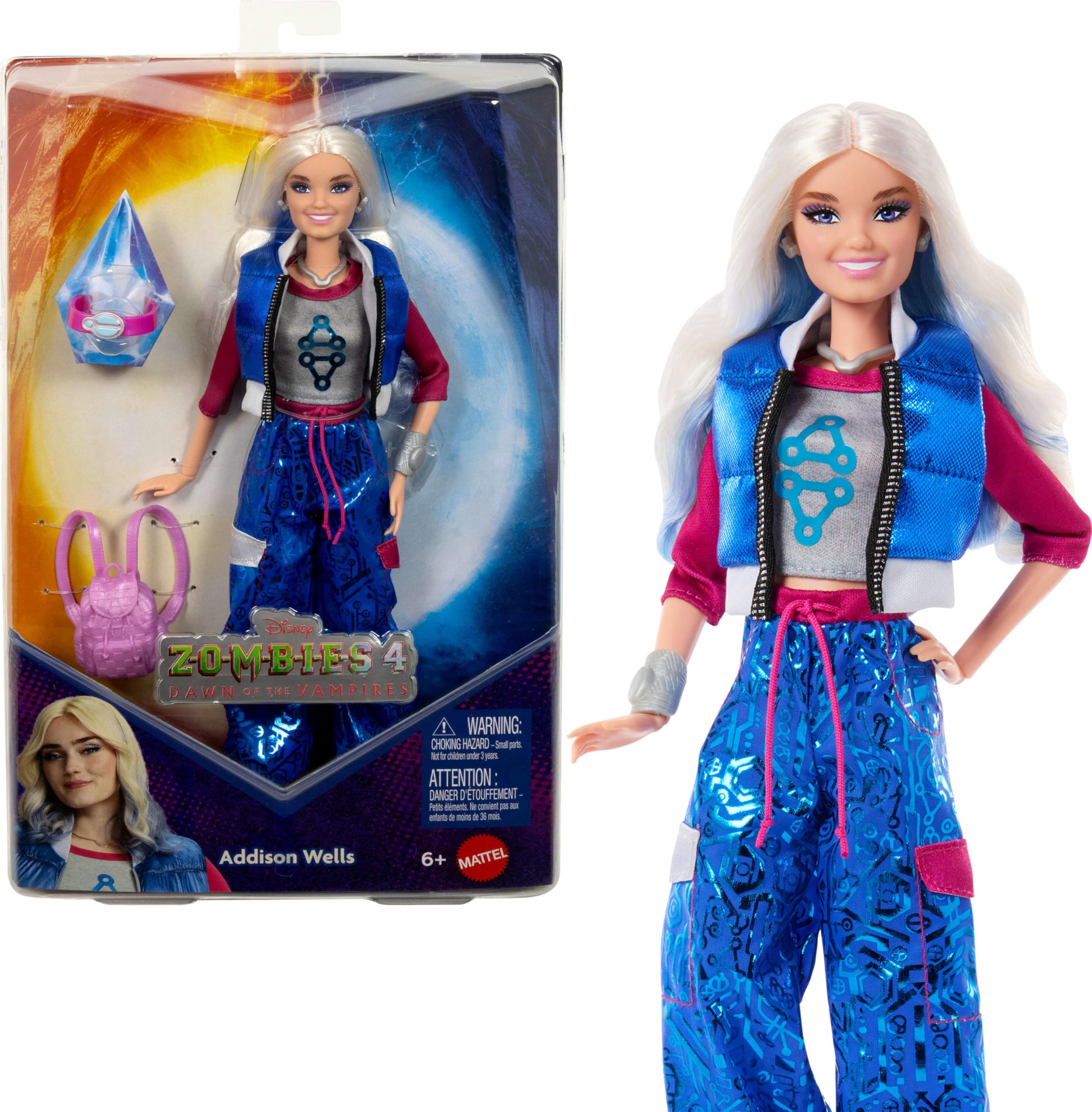 Mattel Disney Zombies 4 Addison Wells Fashion Doll, 6-inch, with 5 Accessories | Ages 6+