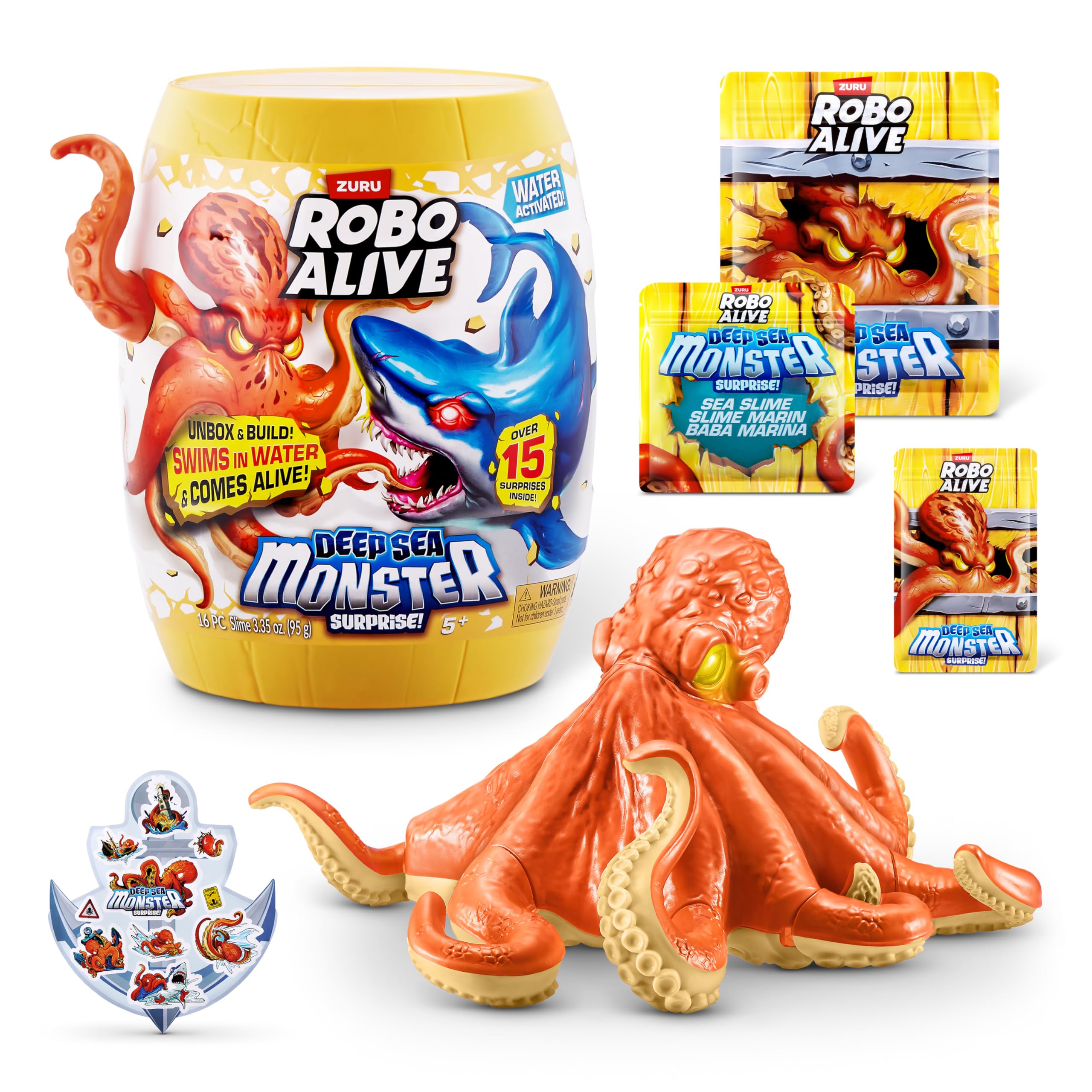 Robo Alive Deep Sea Monster Surprise - Octopus Water-Activated Slime Playset