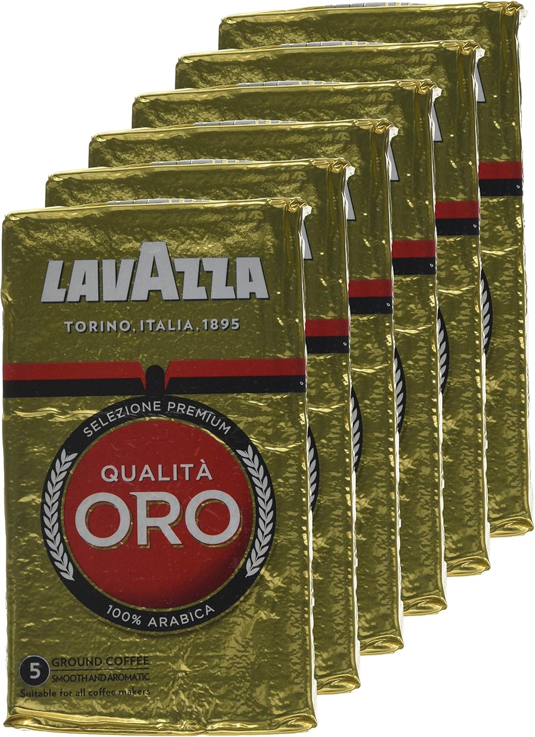 Lavazza Qualità Oro gemahlener Kaffee – 6 x 250 g Packungen, 100 % Arabica-Mischung für Moka-Kanne und Filter 12