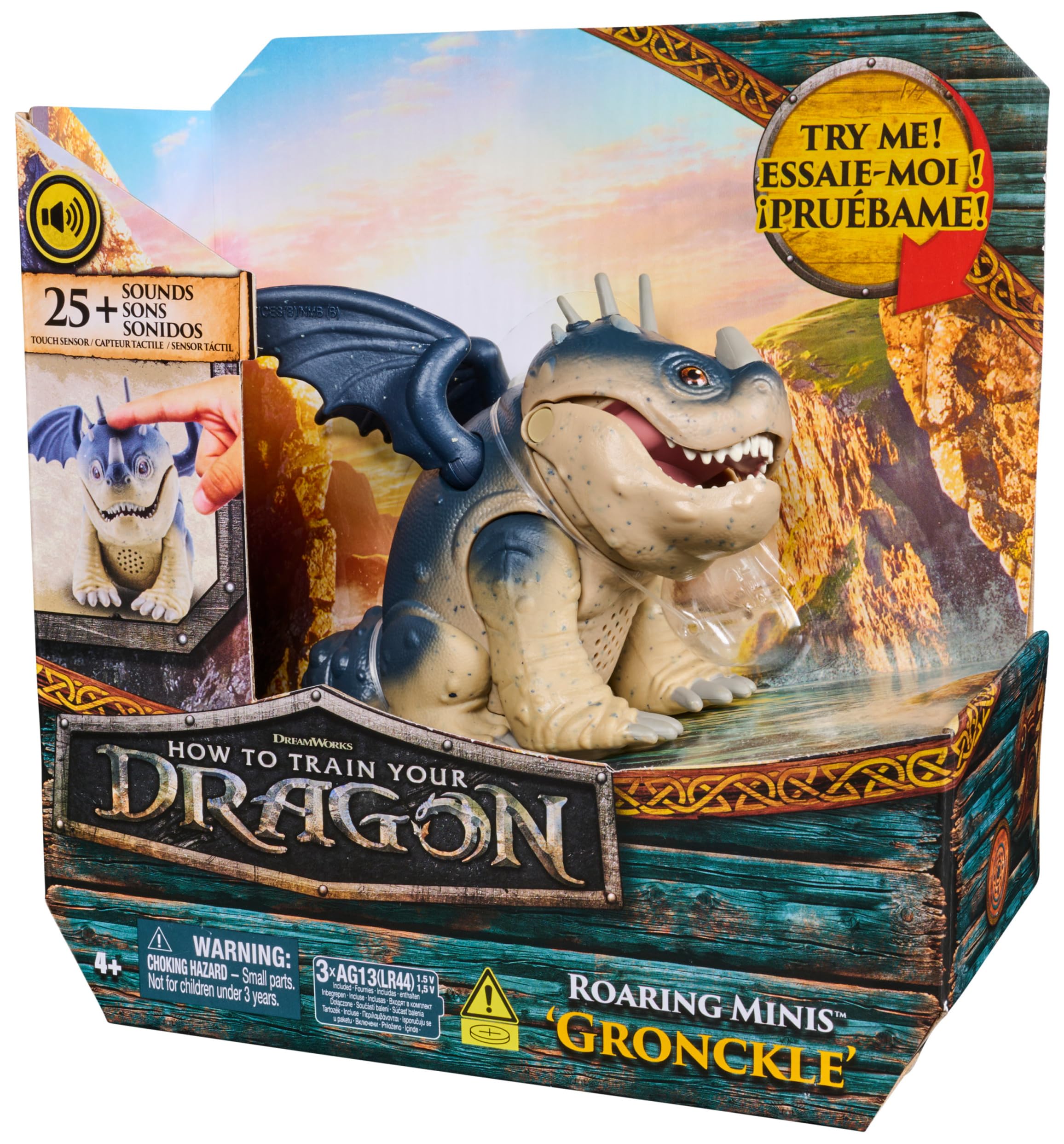 DreamWorks Dragons Roaring Minis Gronckle Interactive Action Figure - 25+ Sounds, Ages 4+ 12