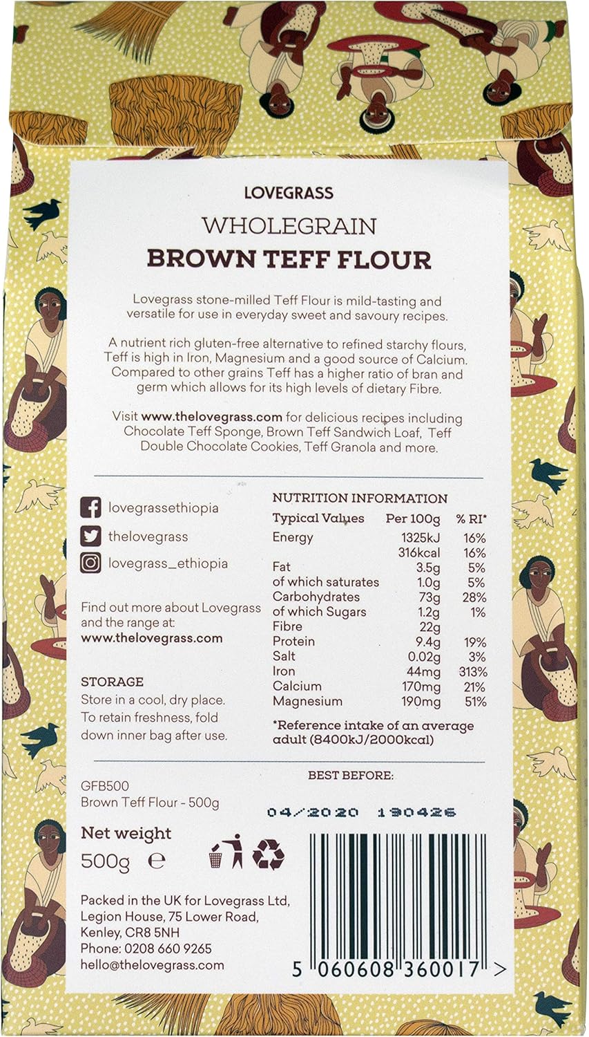 Lovegrass Habesha Brown Teff Flour - 500g - Gluten Free, Vegan, Whole Grain 4