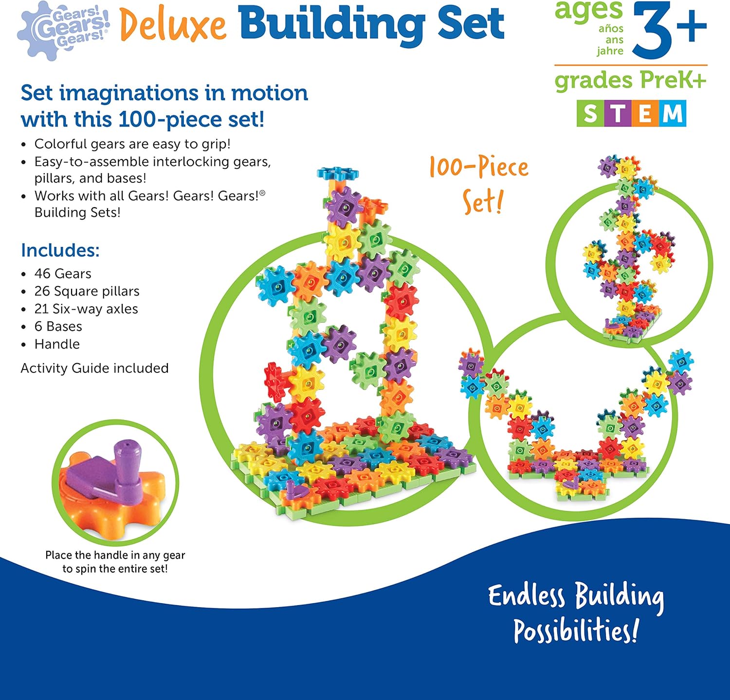 Learning Resources Gears Gears Gears Deluxe Building Set - 119-Piece STEM Toy for Ages 3-7 12