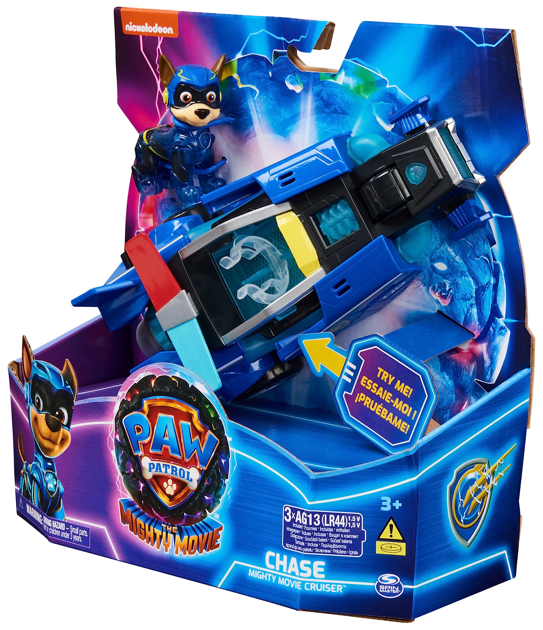 PAW Patrol: The Mighty Movie Chase Mighty Pups Toy Car with Light-Up Action Figure, Lights & Sounds - Vehicle Playset for Kids 3+ 9