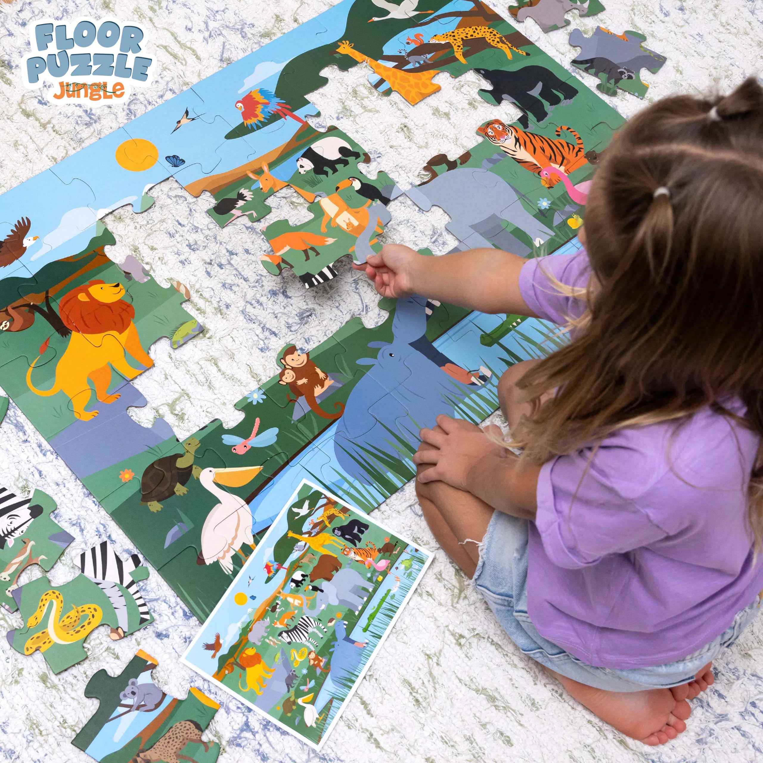 BONNYCO Giant Jungle Floor Puzzle - 48 Large Pieces | 92 cm x 62 cm | Ages 2-99 9