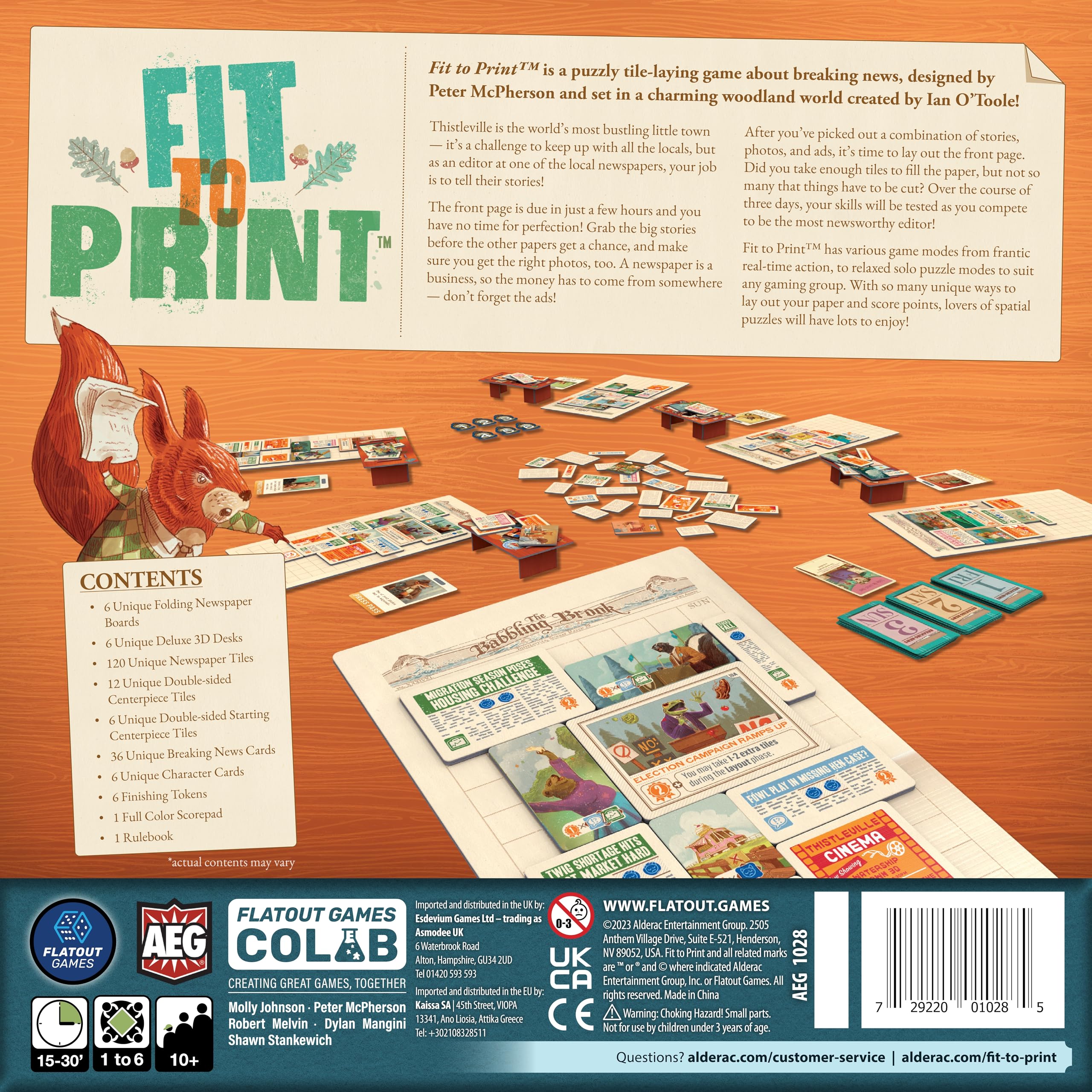 AEG Fit to Print Tile-Laying Board Game | Ages 10+ | 1-6 Players | 15-30 Min Playtime