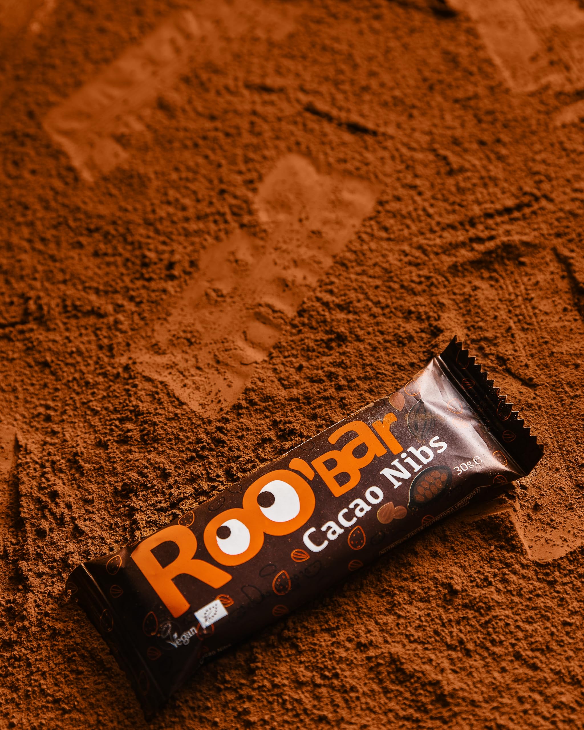 ROOBAR Cacao Nibs Raw Bar - 12 Count Pack | Organic, Vegan, Gluten Free Energy Boost