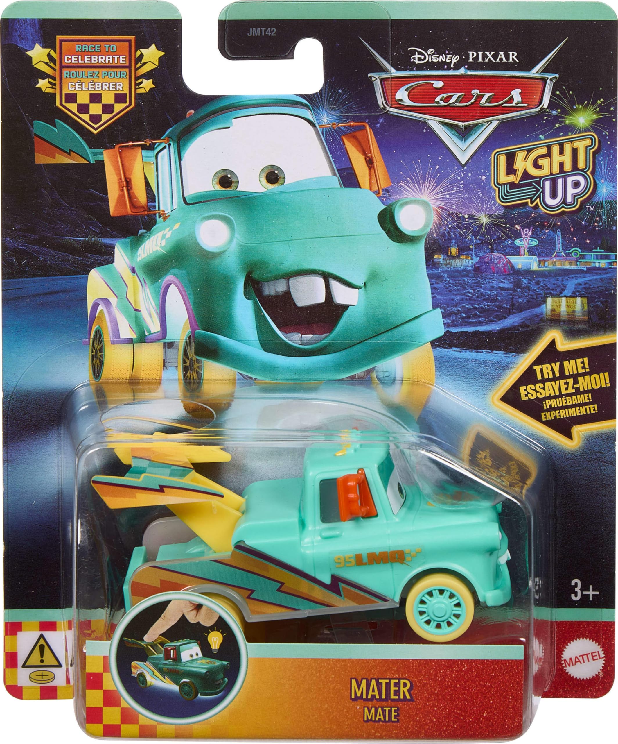 Mattel Disney and Pixar Cars Light-Up Vehicle - 1:55 Scale, Multicolor Plastic, Model JMT42 4